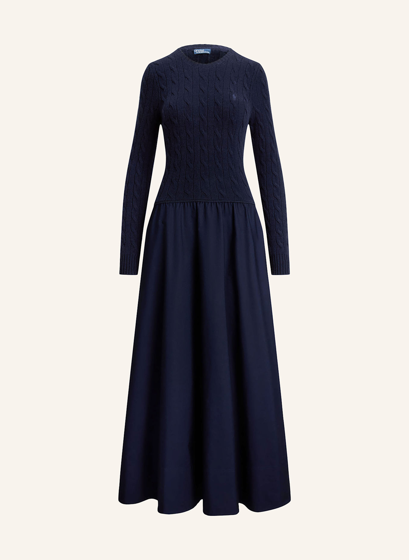 POLO RALPH LAUREN Kleid im Materialmix: DUNKELBLAU