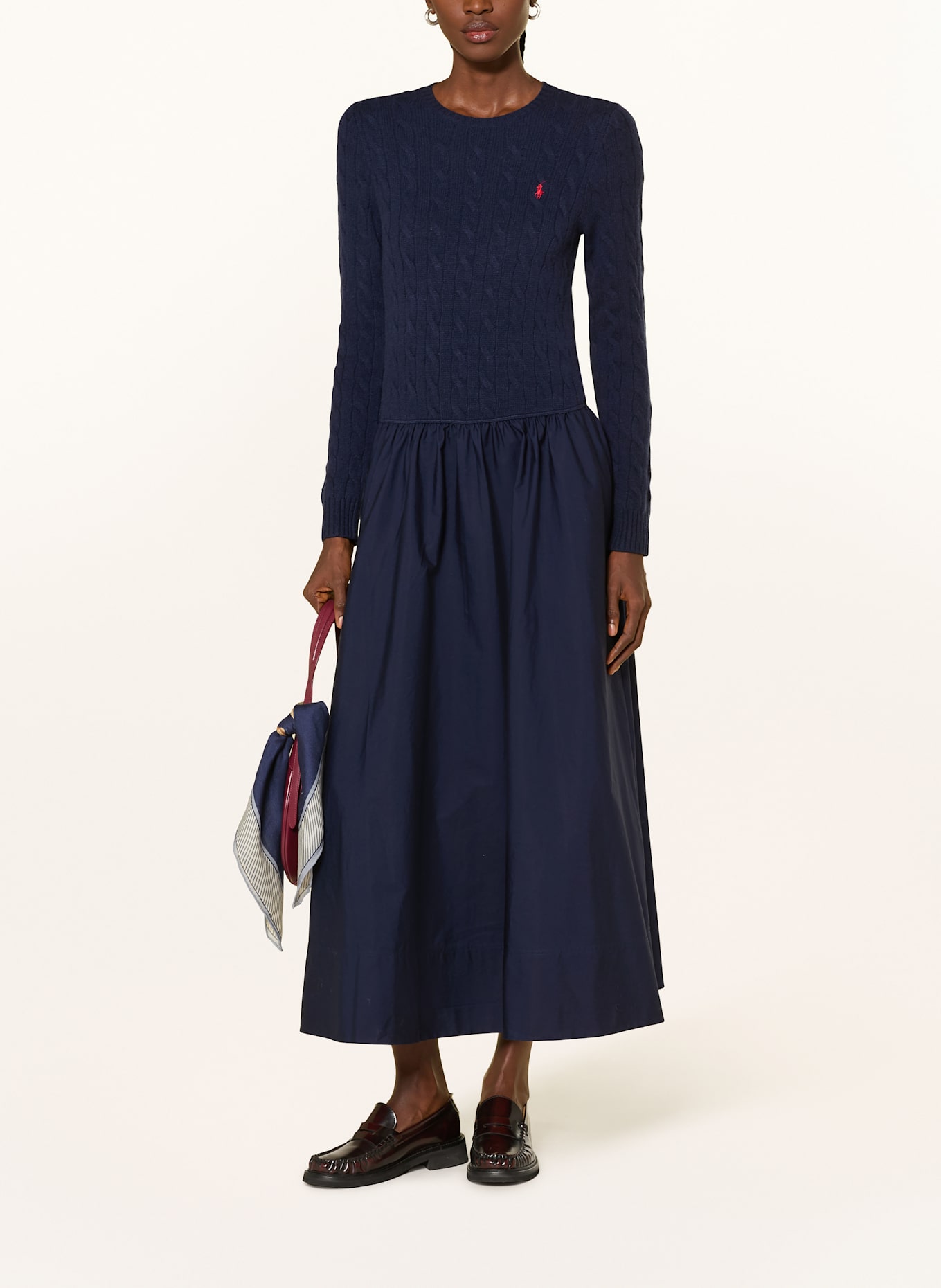 POLO RALPH LAUREN Kleid im Materialmix: DUNKELBLAU