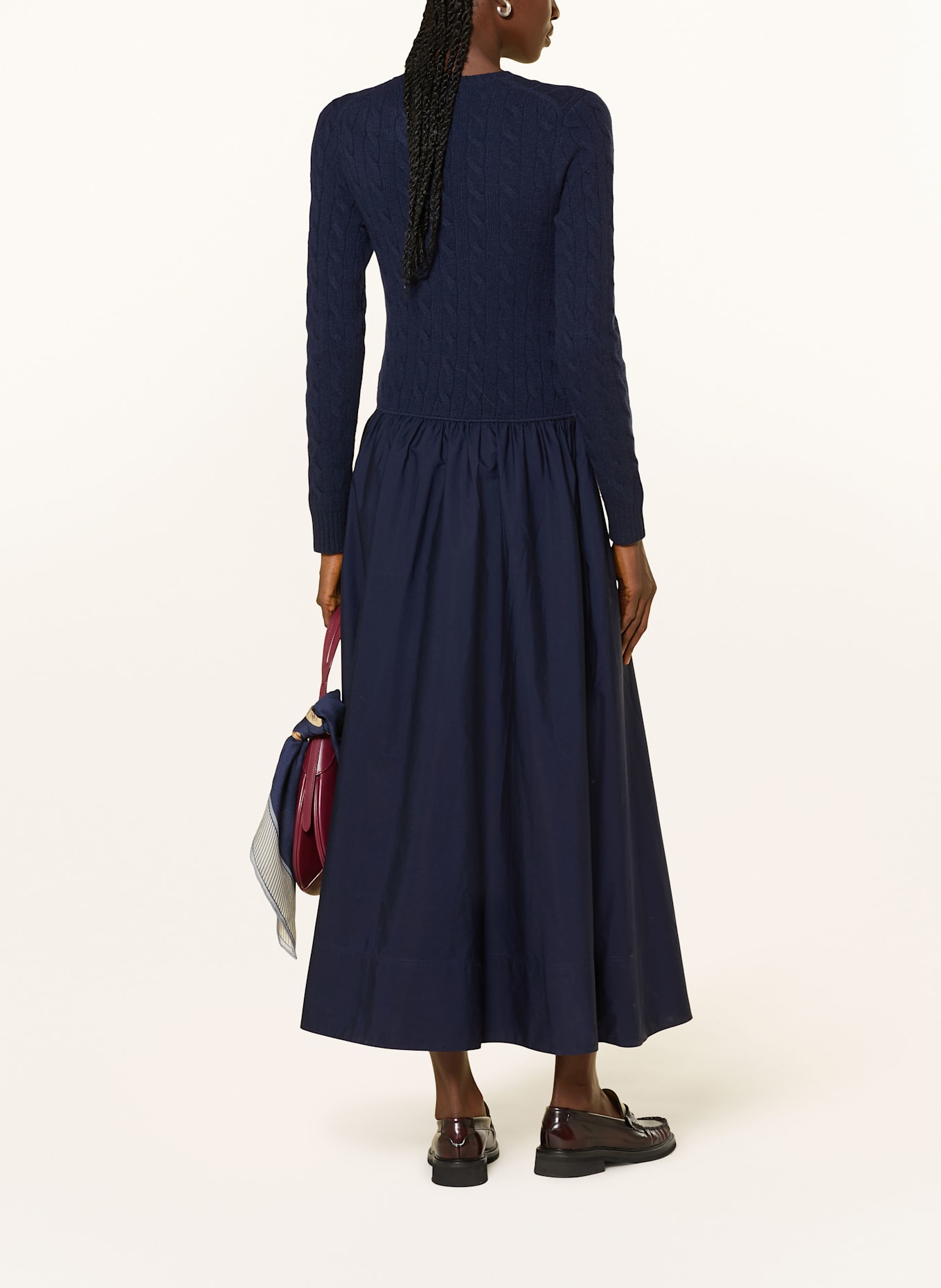 POLO RALPH LAUREN Kleid im Materialmix: DUNKELBLAU