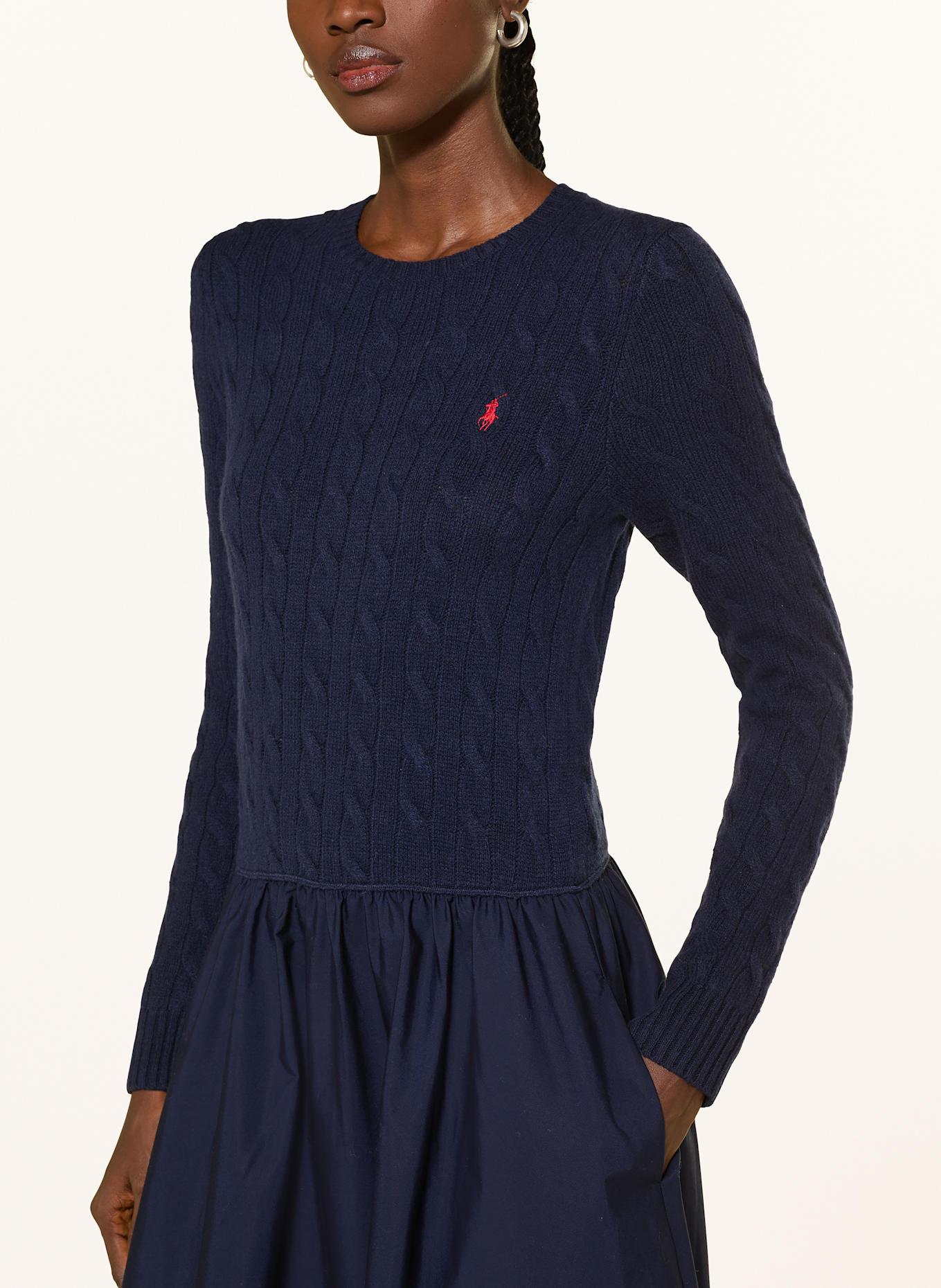 POLO RALPH LAUREN Kleid im Materialmix: DUNKELBLAU
