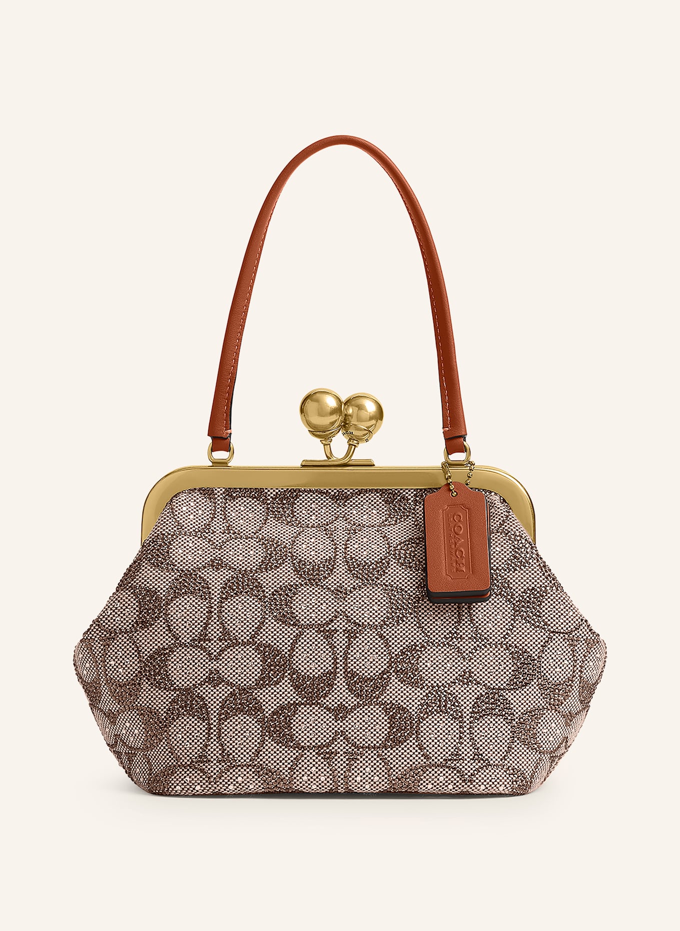 COACH CRYSTAL SIGNATURE handbag with decorative gems: BROWN