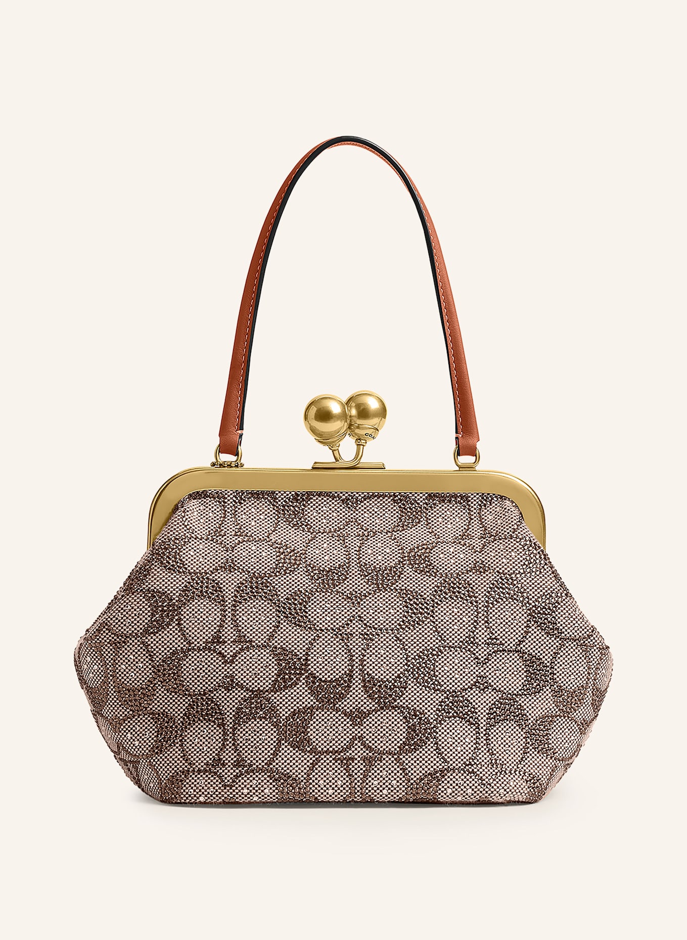 COACH CRYSTAL SIGNATURE handbag with decorative gems: BROWN