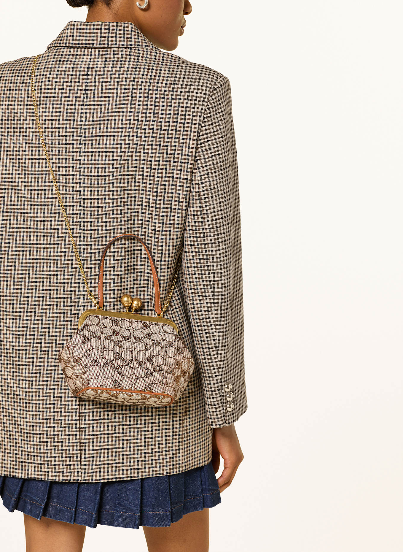 COACH CRYSTAL SIGNATURE handbag with decorative gems: BROWN