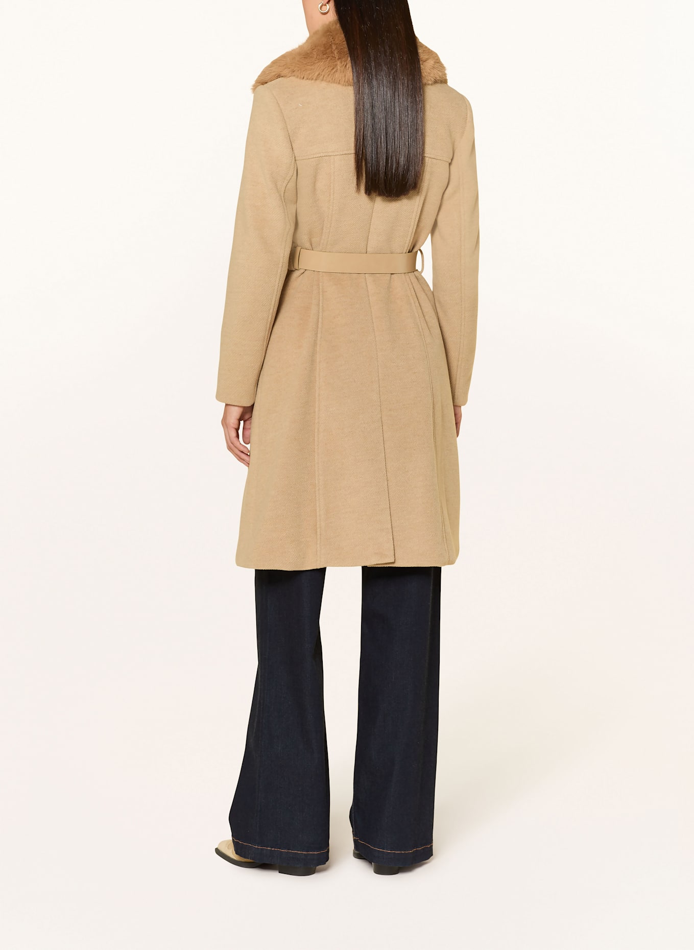 GUESS Mantel NEW PATRICE mit abnehmbarem Kunstfell: BEIGE