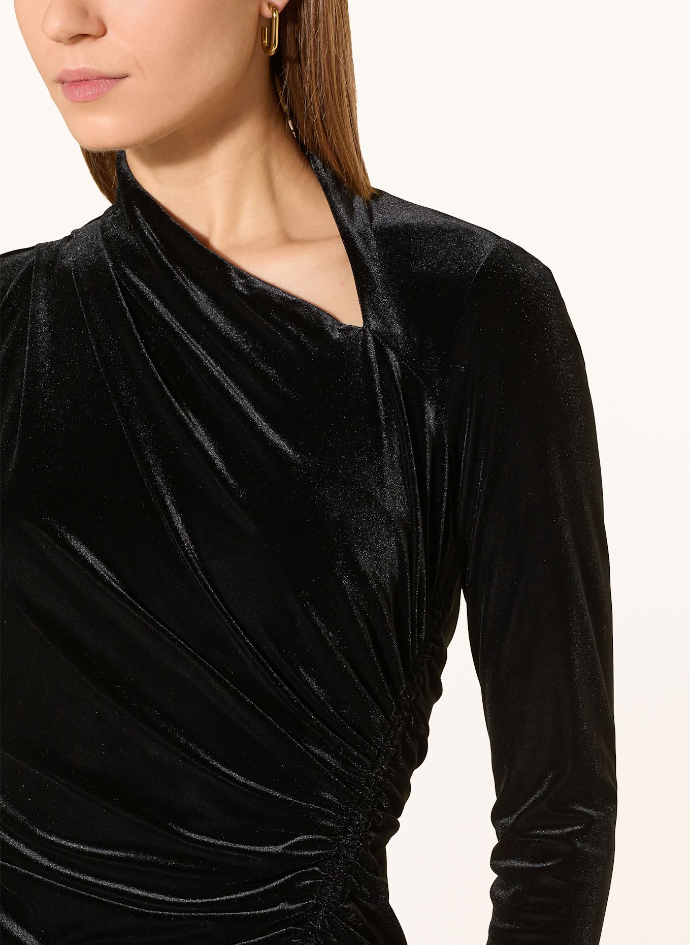 LAUREN RALPH LAUREN Etuikleid aus Samt: SCHWARZ