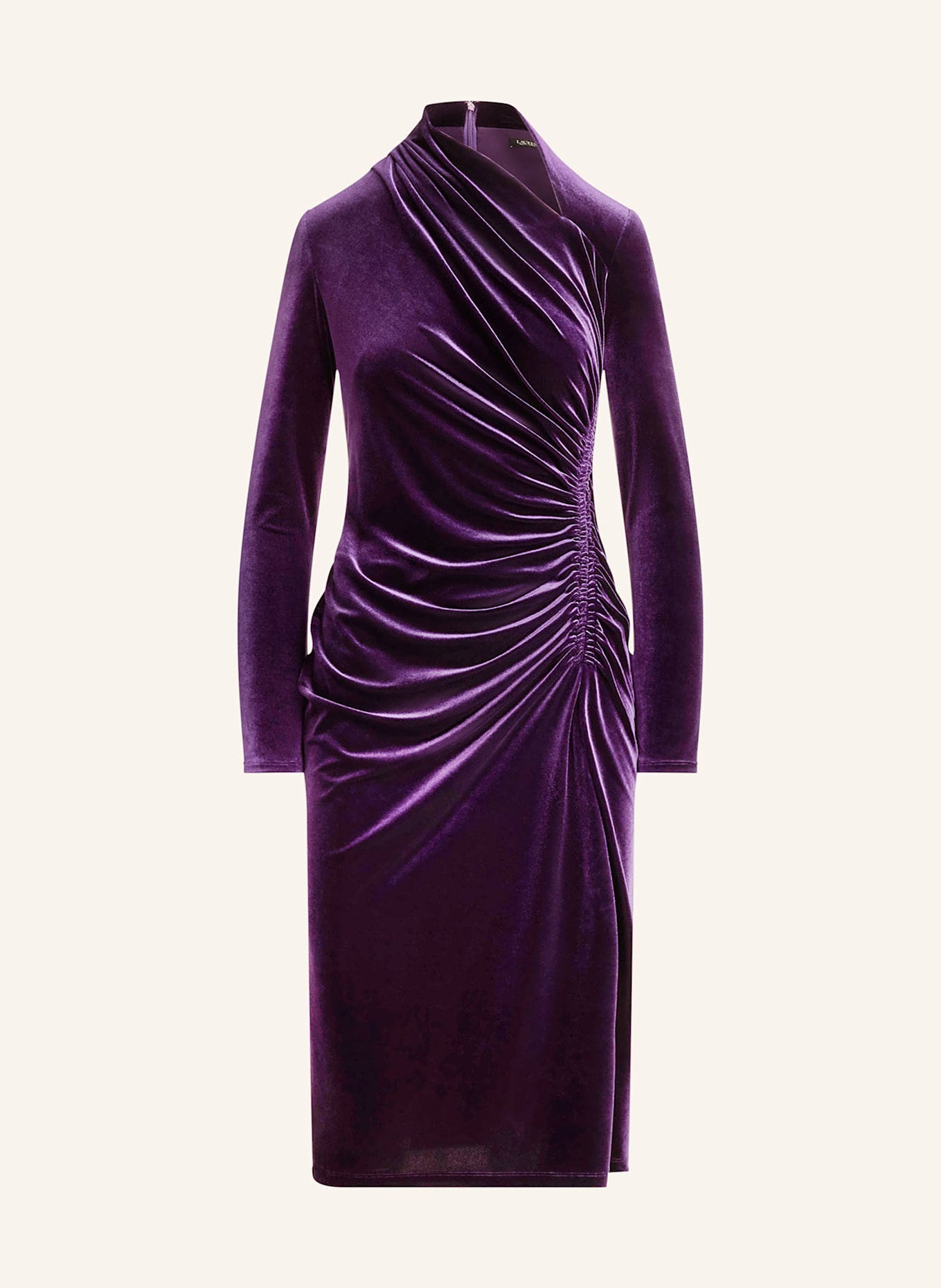 LAUREN RALPH LAUREN Etuikleid aus Samt: DUNKELLILA
