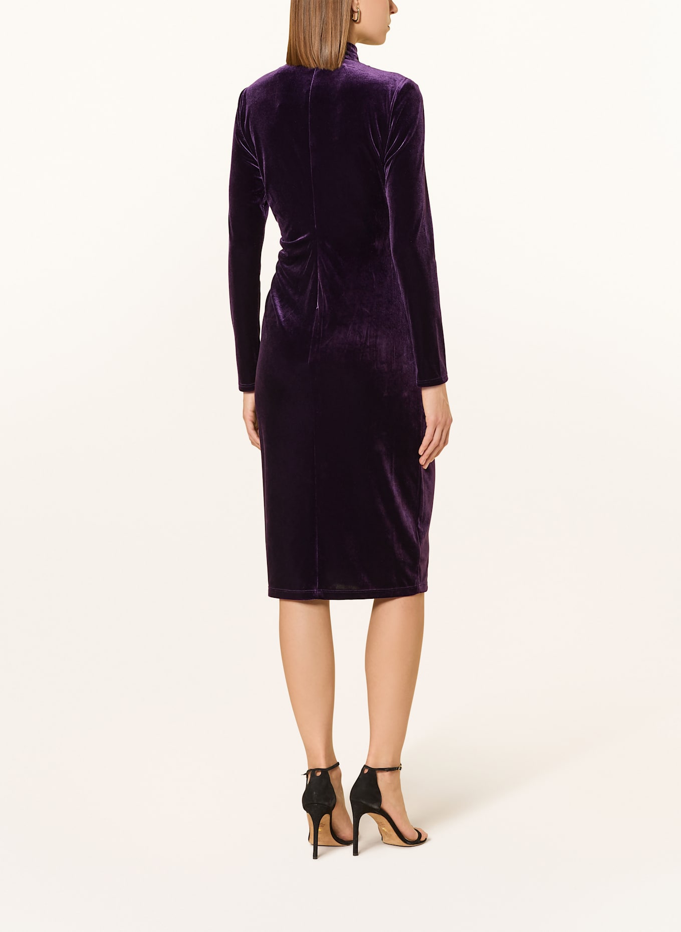 LAUREN RALPH LAUREN Etuikleid aus Samt: DUNKELLILA