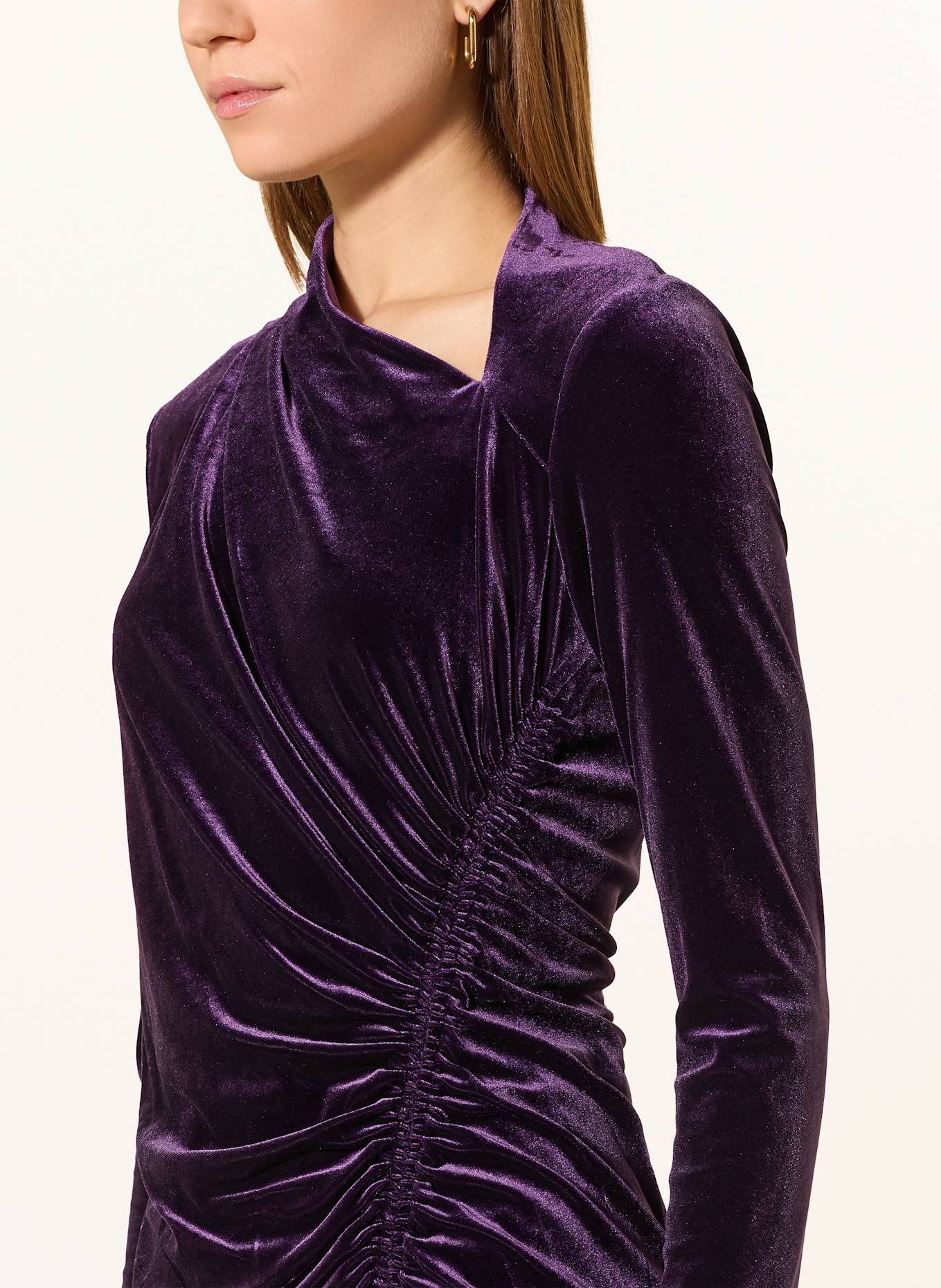 LAUREN RALPH LAUREN Etuikleid aus Samt: DUNKELLILA