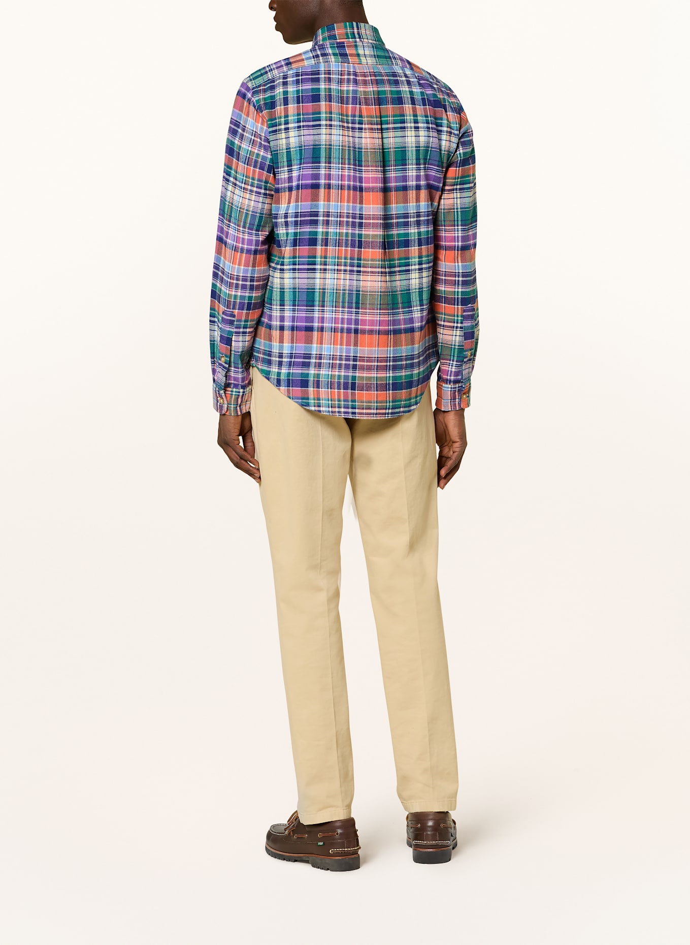 POLO RALPH LAUREN Flanellhemd Classic Fit: DUNKELBLAU / ORANGE / LILA