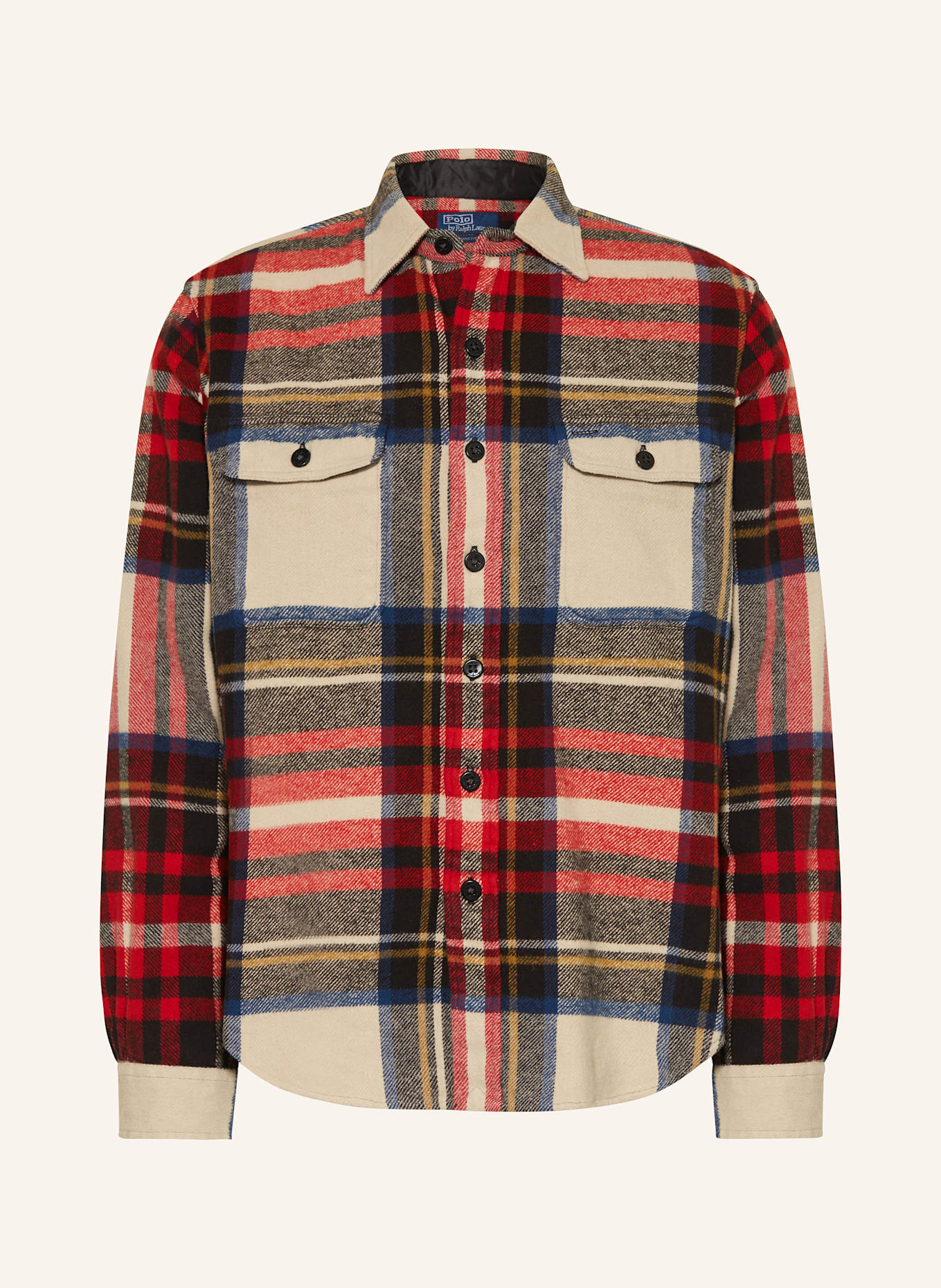 POLO RALPH LAUREN Flanellhemd Classic Fit: ROT / CREME / DUNKELBLAU