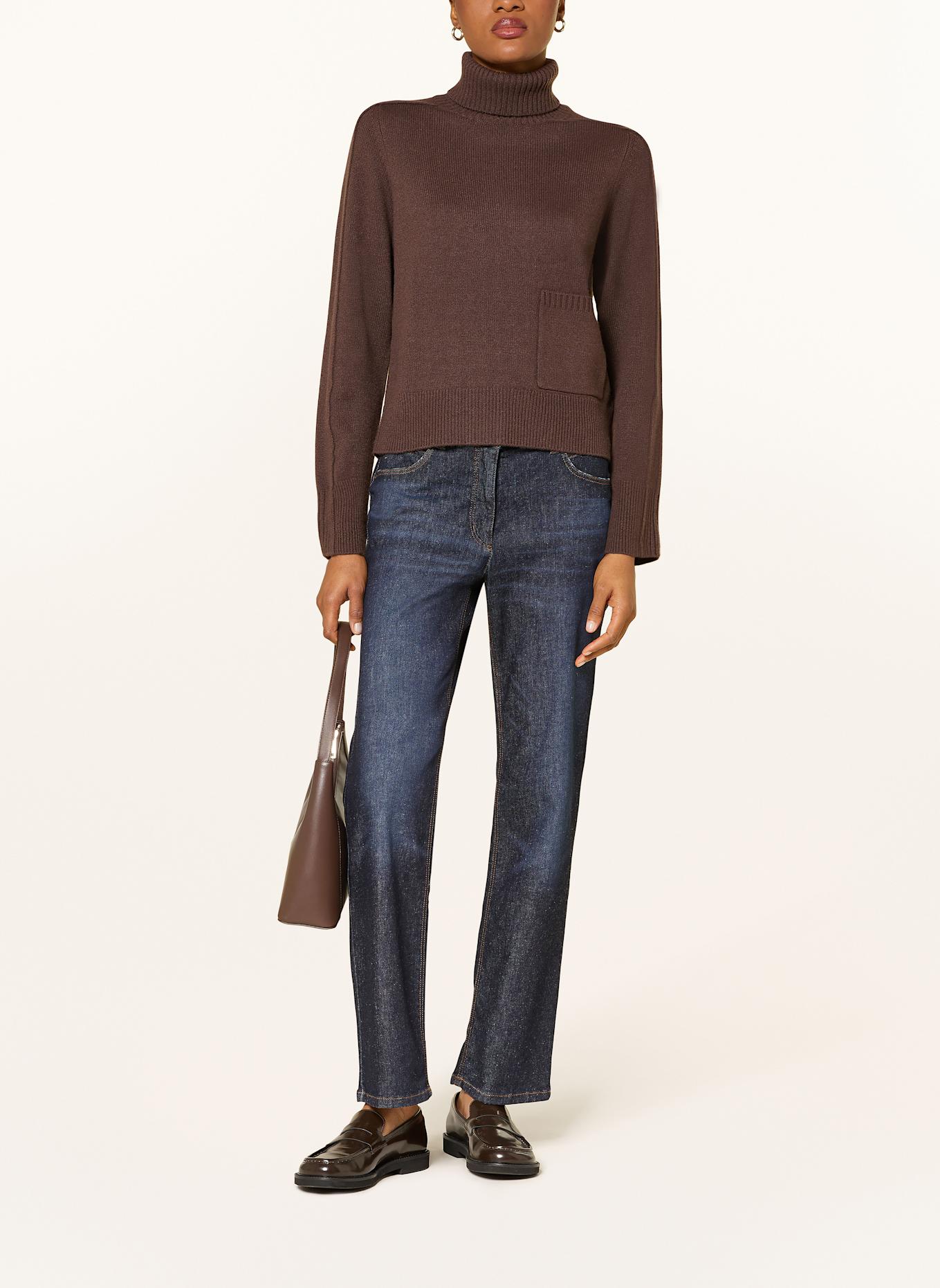 FTC CASHMERE Rollkragenpullover mit Cashmere: DUNKELBRAUN