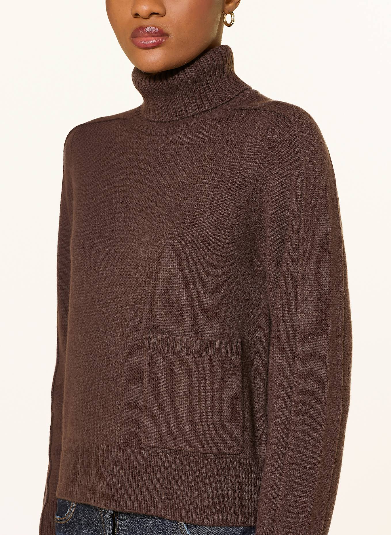FTC CASHMERE Rollkragenpullover mit Cashmere: DUNKELBRAUN