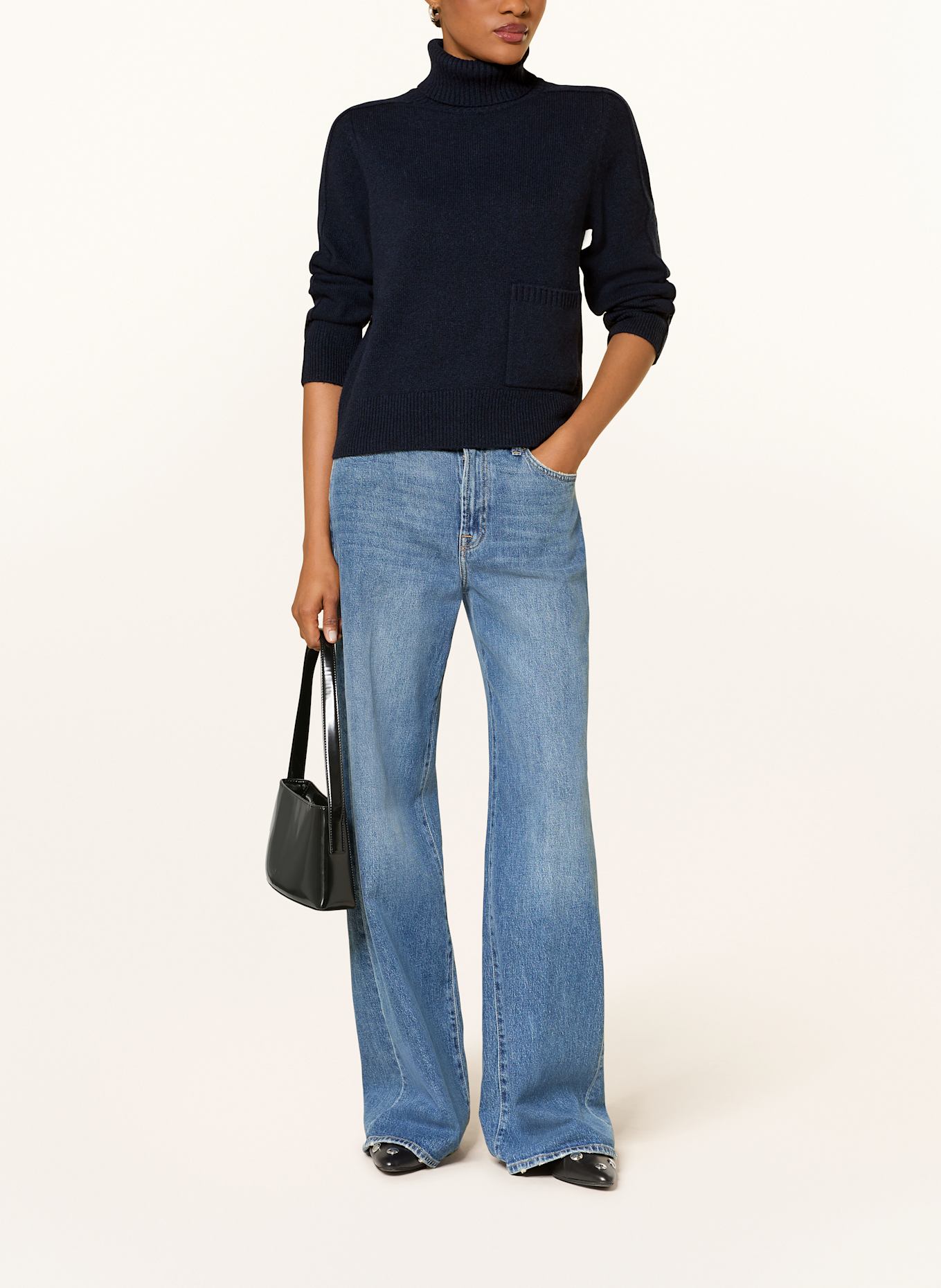 FTC CASHMERE Rollkragenpullover mit Cashmere: DUNKELBLAU