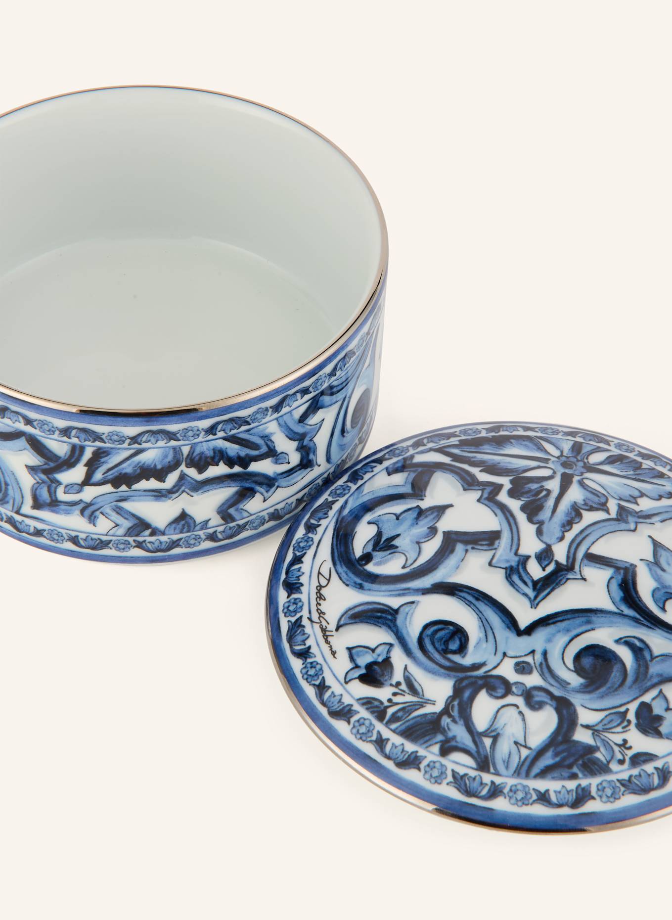 DOLCE & GABBANA CASA Aufbewahrungsdose: WEISS / BLAU