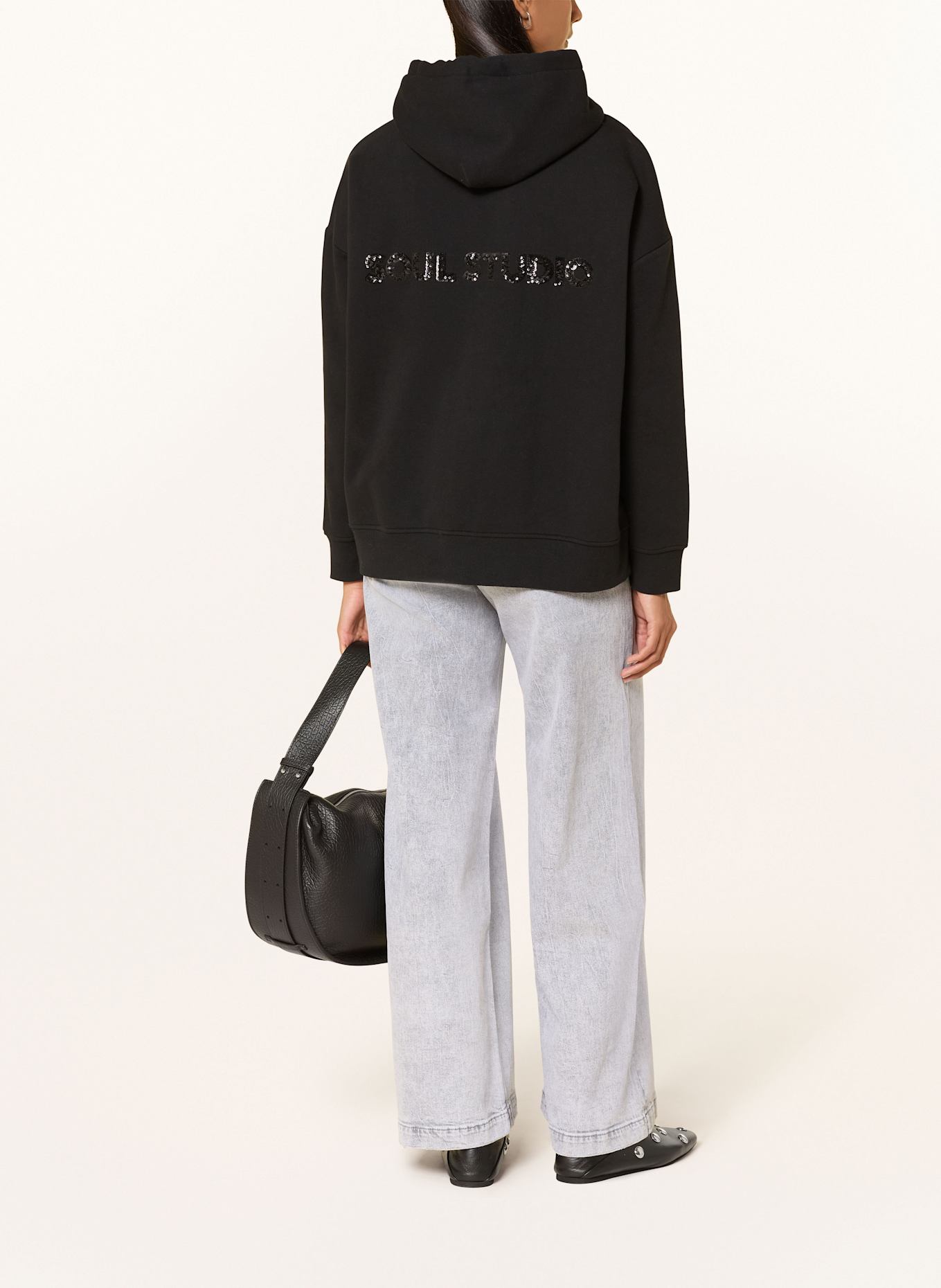 Smith & Soul Hoodie mit Pailletten: SCHWARZ