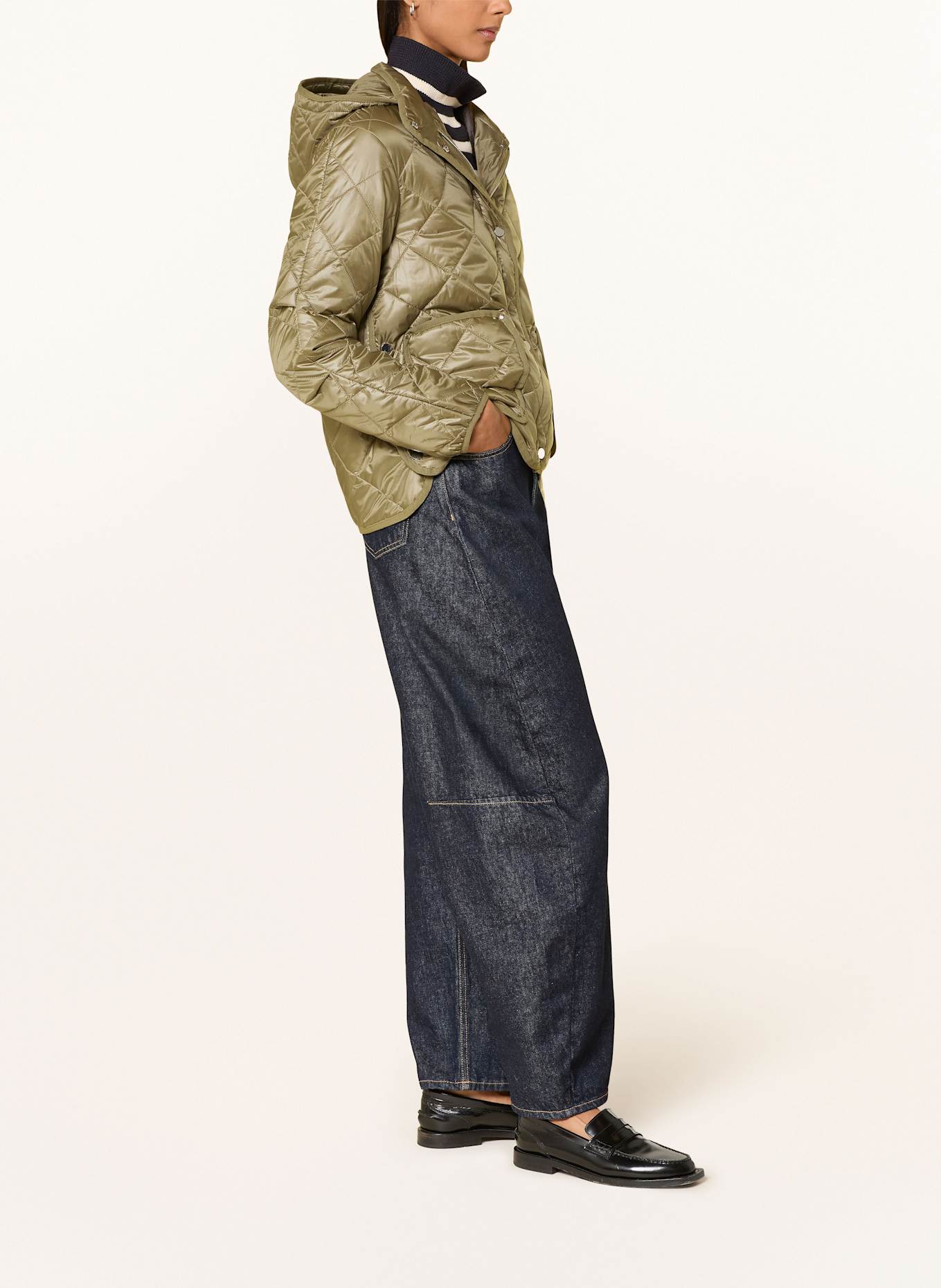 darling harbour Quilted jacket with detachable hood: OLIVE