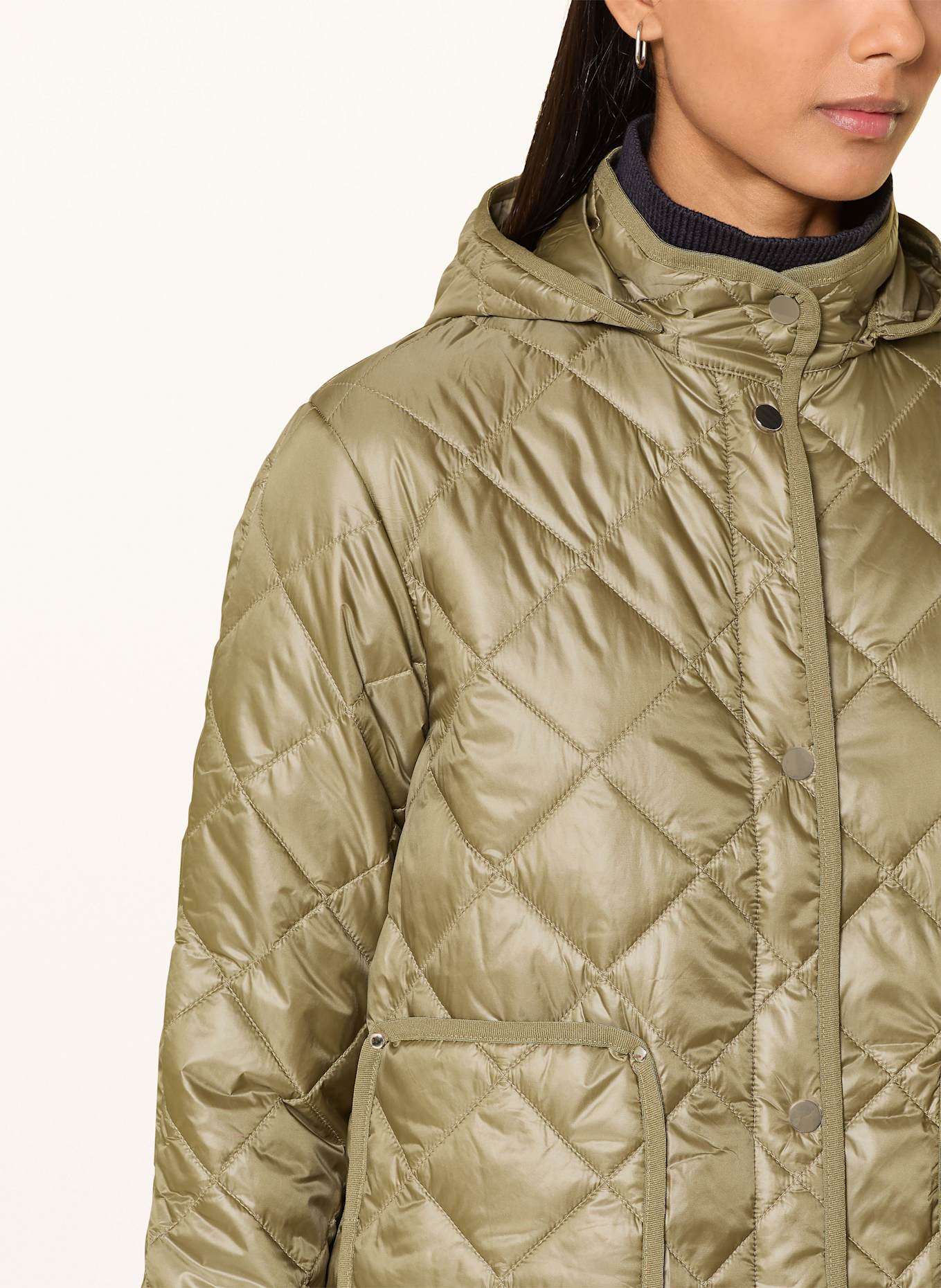 darling harbour Quilted jacket with detachable hood: OLIVE