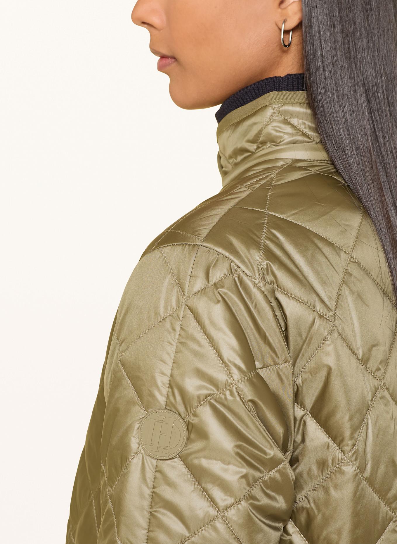 darling harbour Quilted jacket with detachable hood: OLIVE
