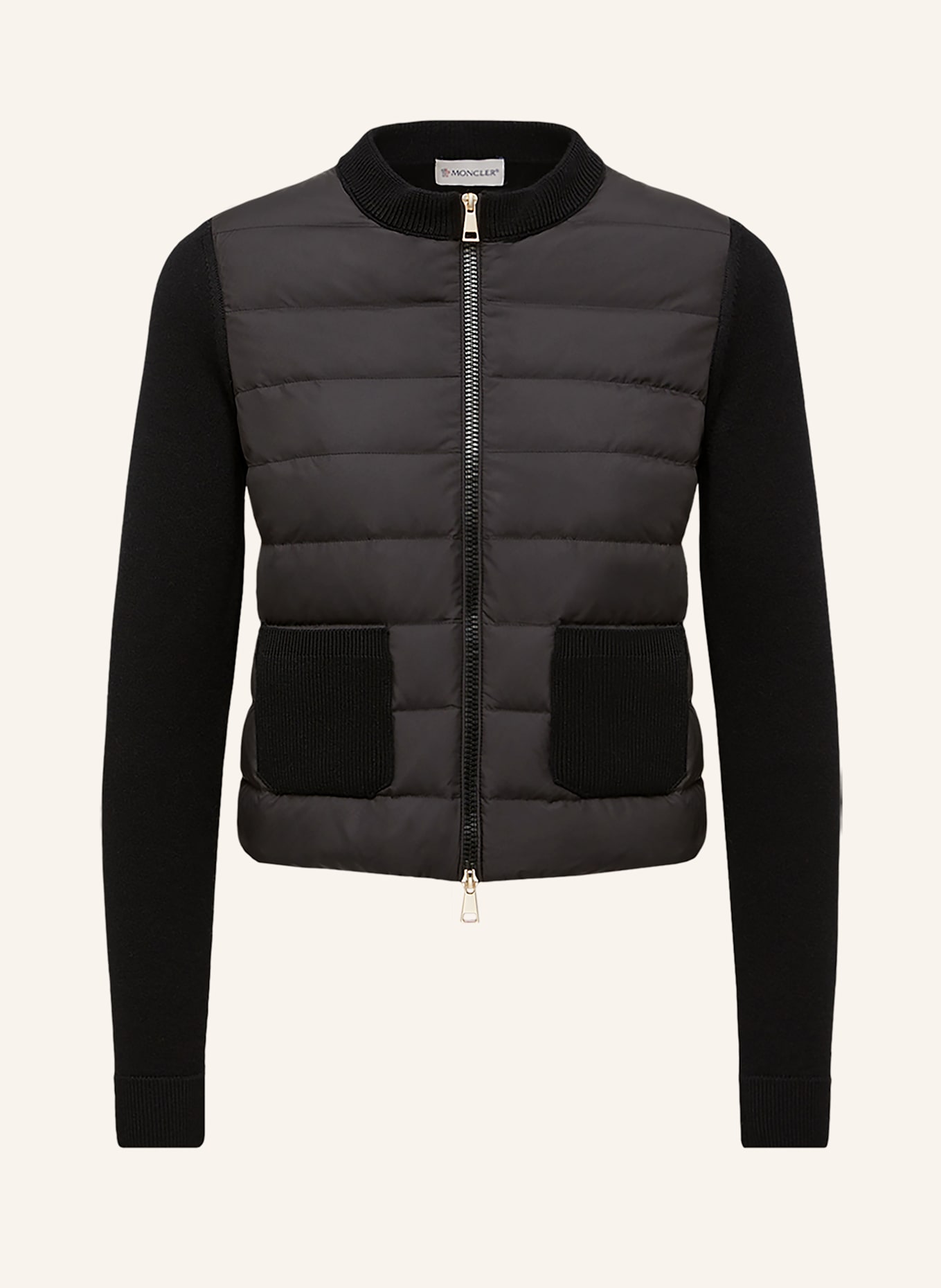 MONCLER Daunenjacke im Materialmix: SCHWARZ