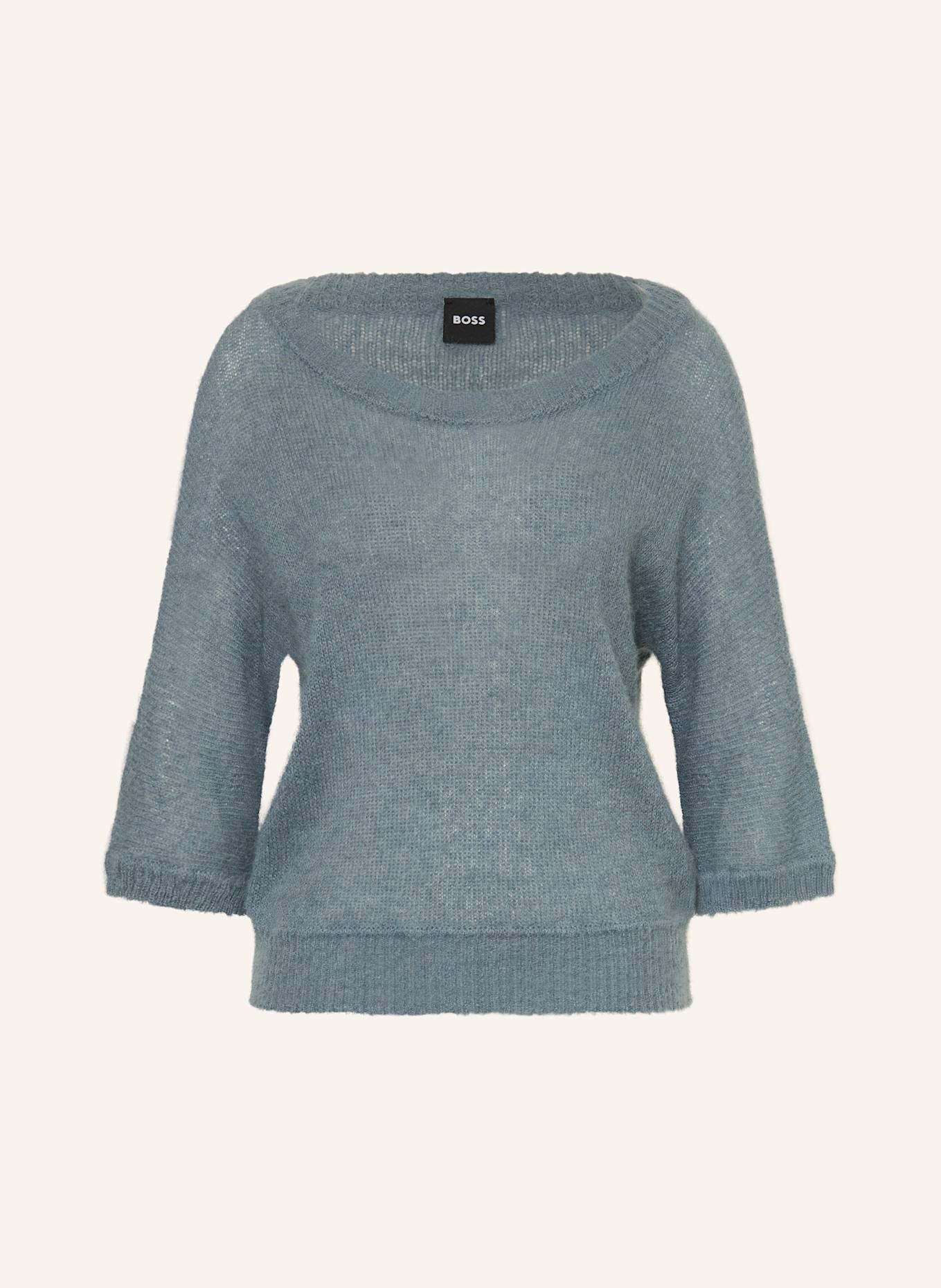 BOSS FANCER alpaca sweater with 3/4 sleeves: BLUE GRAY