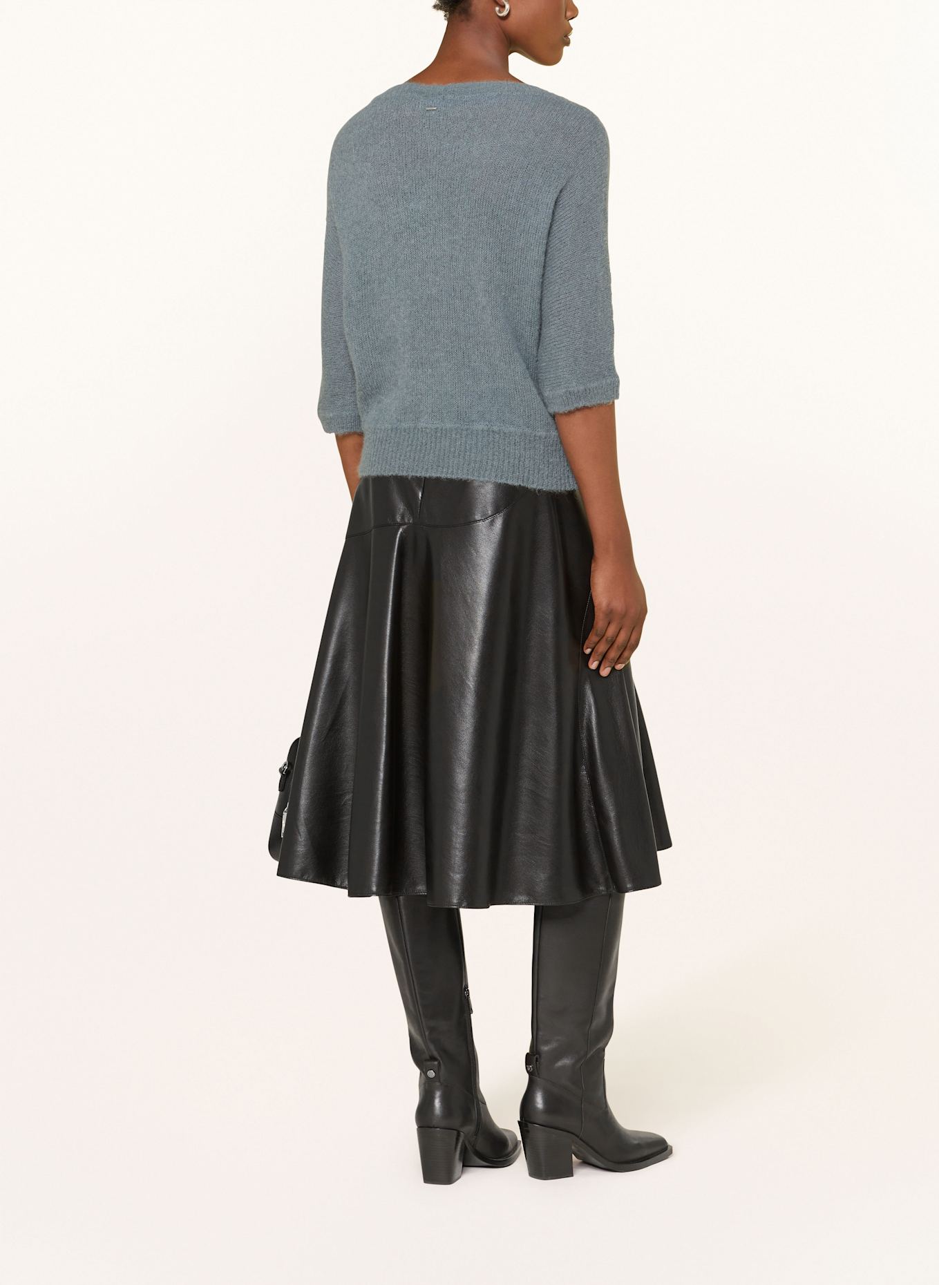 BOSS FANCER alpaca sweater with 3/4 sleeves: BLUE GRAY