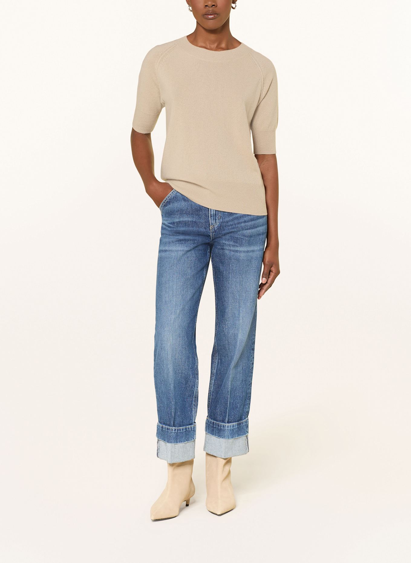 BOSS Strickshirt FAVLOVA aus Cashmere: BEIGE