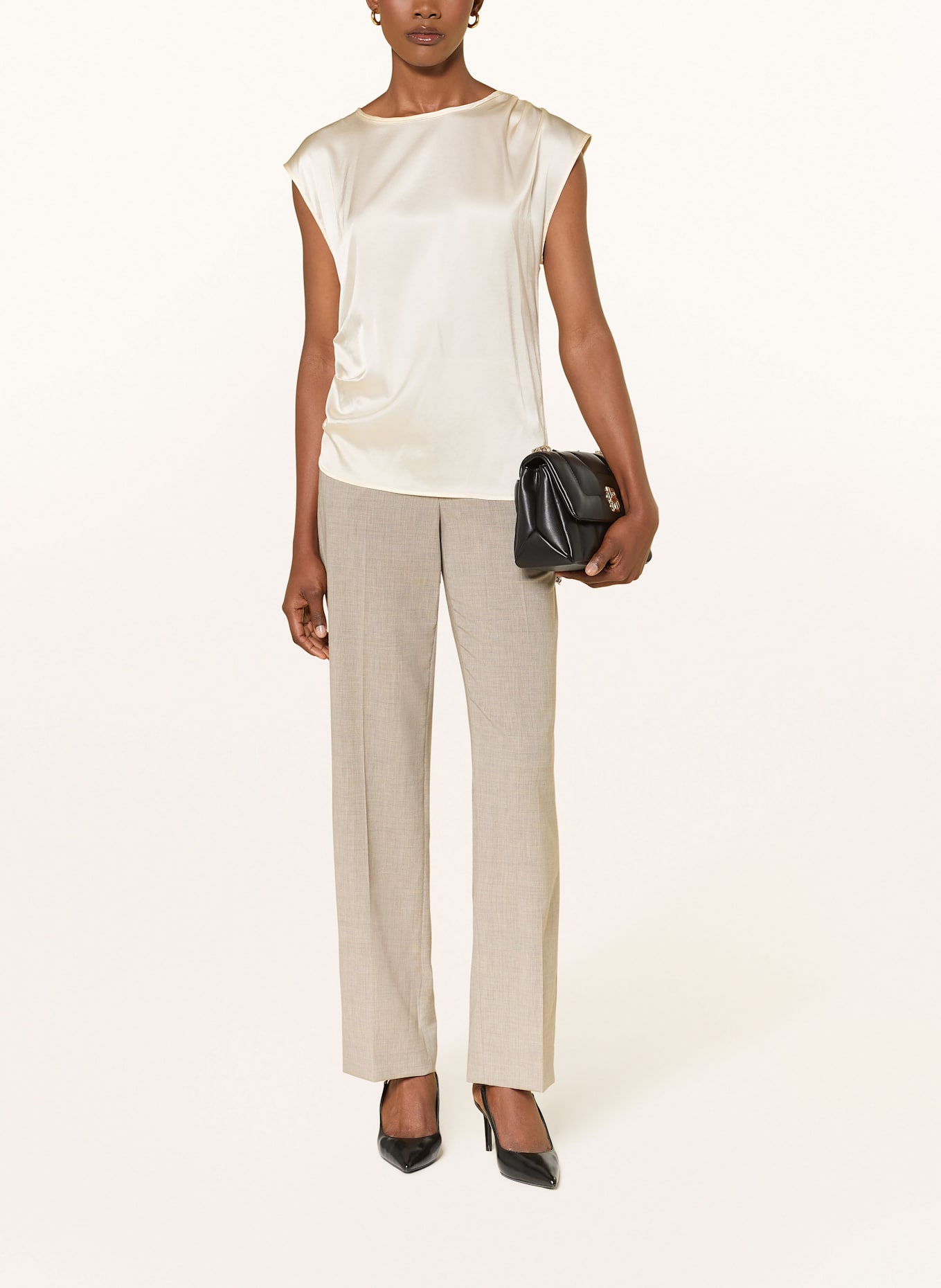 BOSS Blusenshirt ETOGA im Materialmix: ECRU