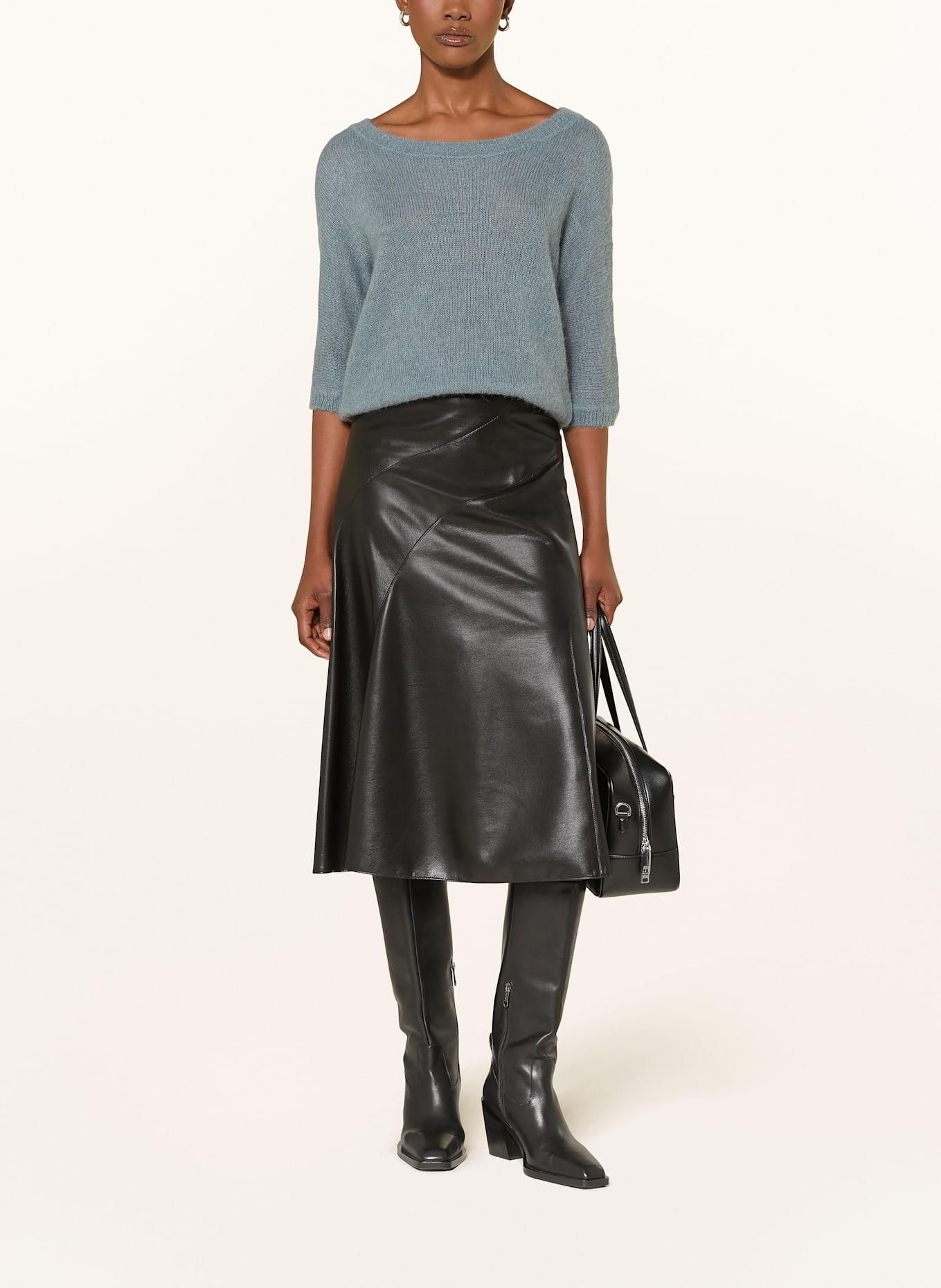 BOSS Rock VICENA in Lederoptik: SCHWARZ