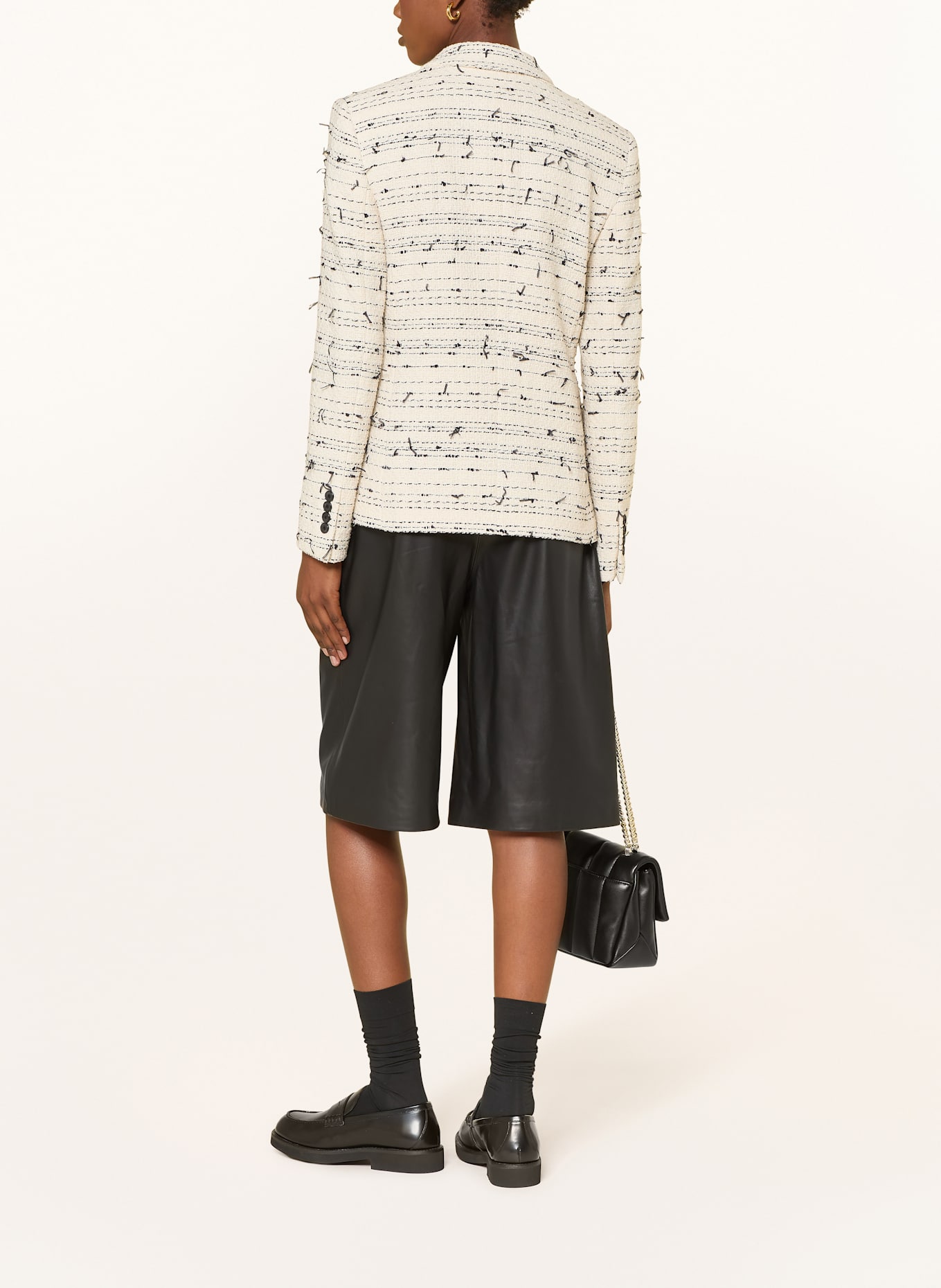 BOSS Leder-Bermudas SIENNA: SCHWARZ