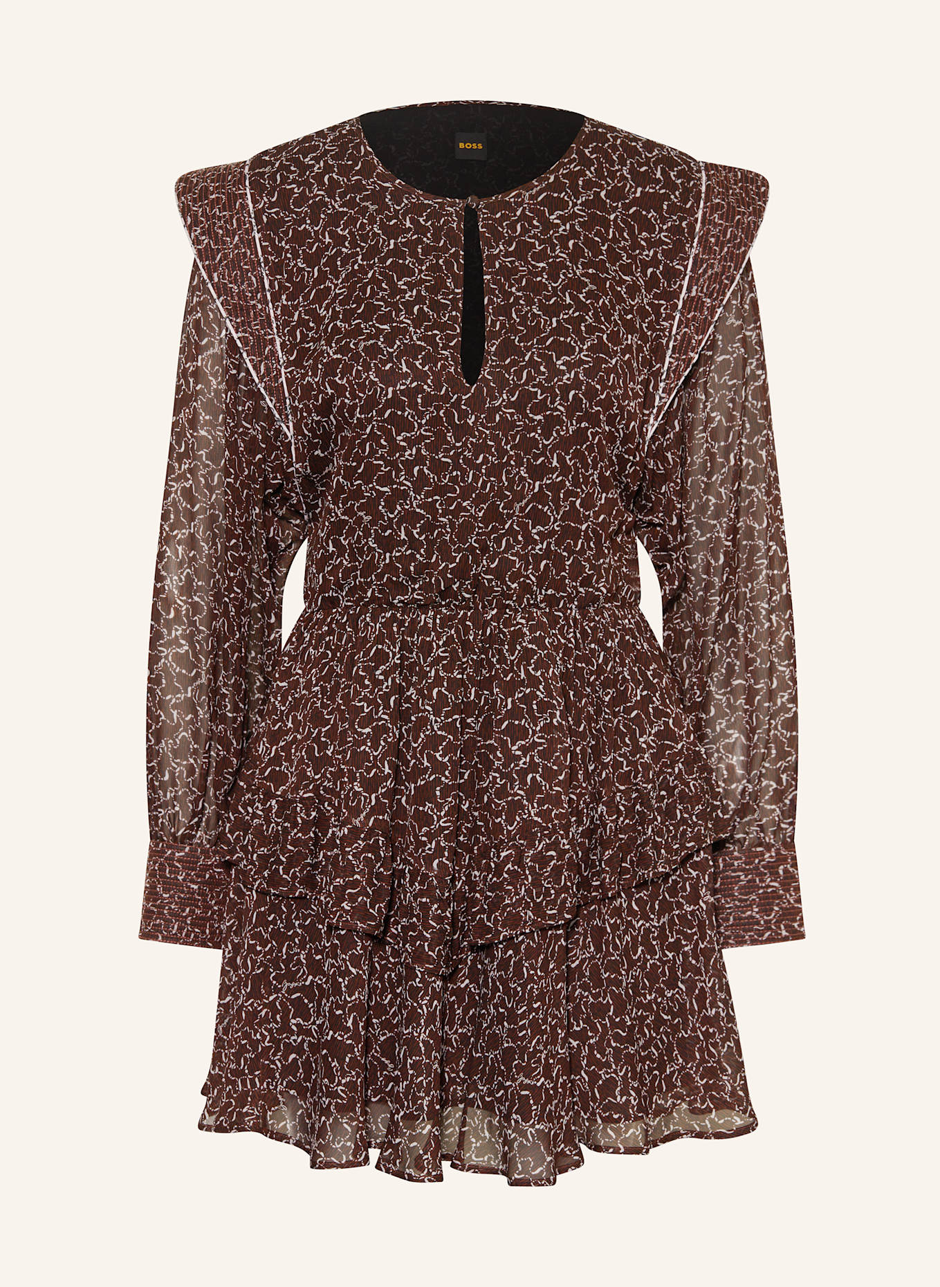 BOSS DOULENA dress: DARK RED / BLACK / ECRU