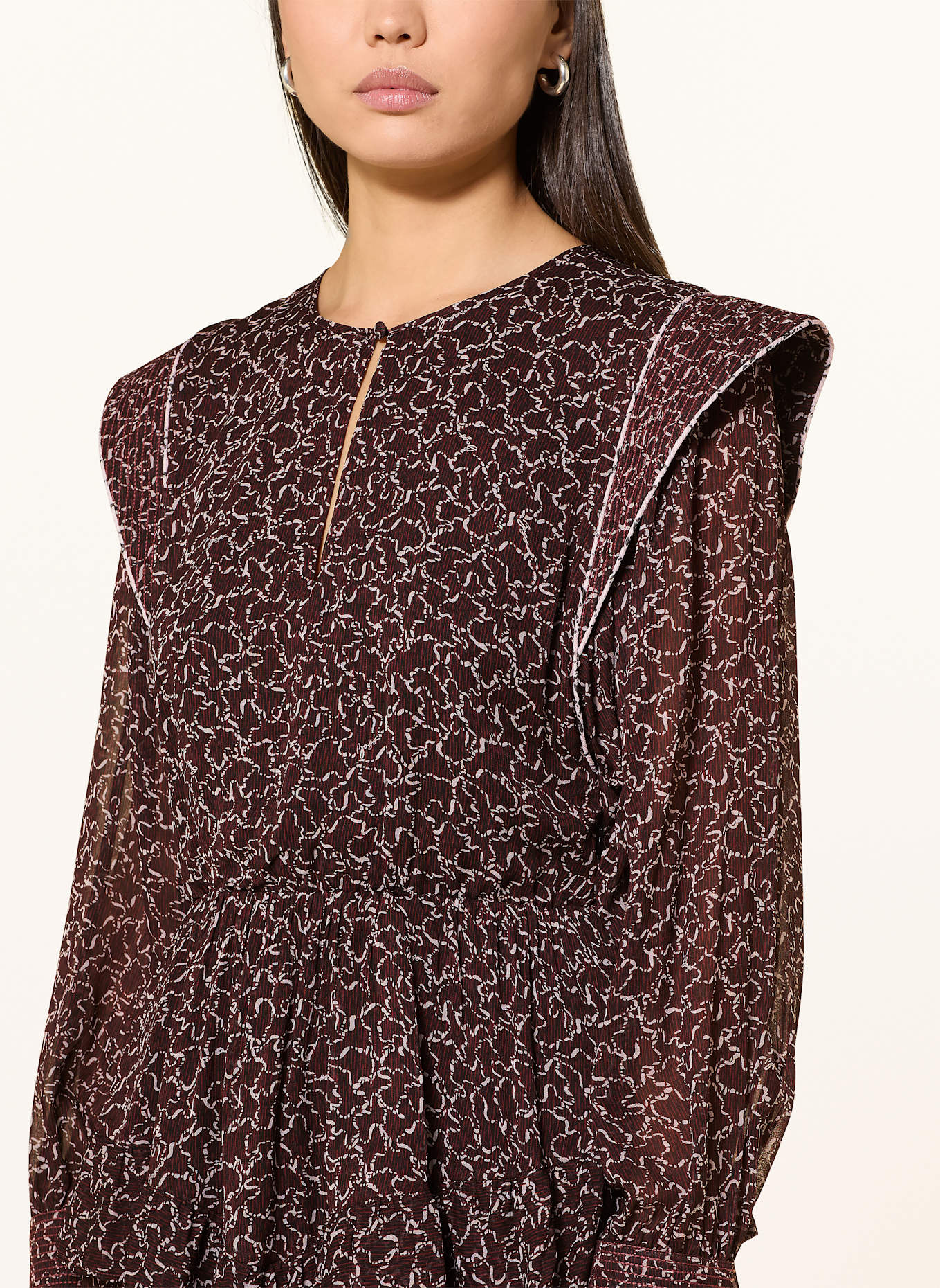 BOSS DOULENA dress: DARK RED / BLACK / ECRU