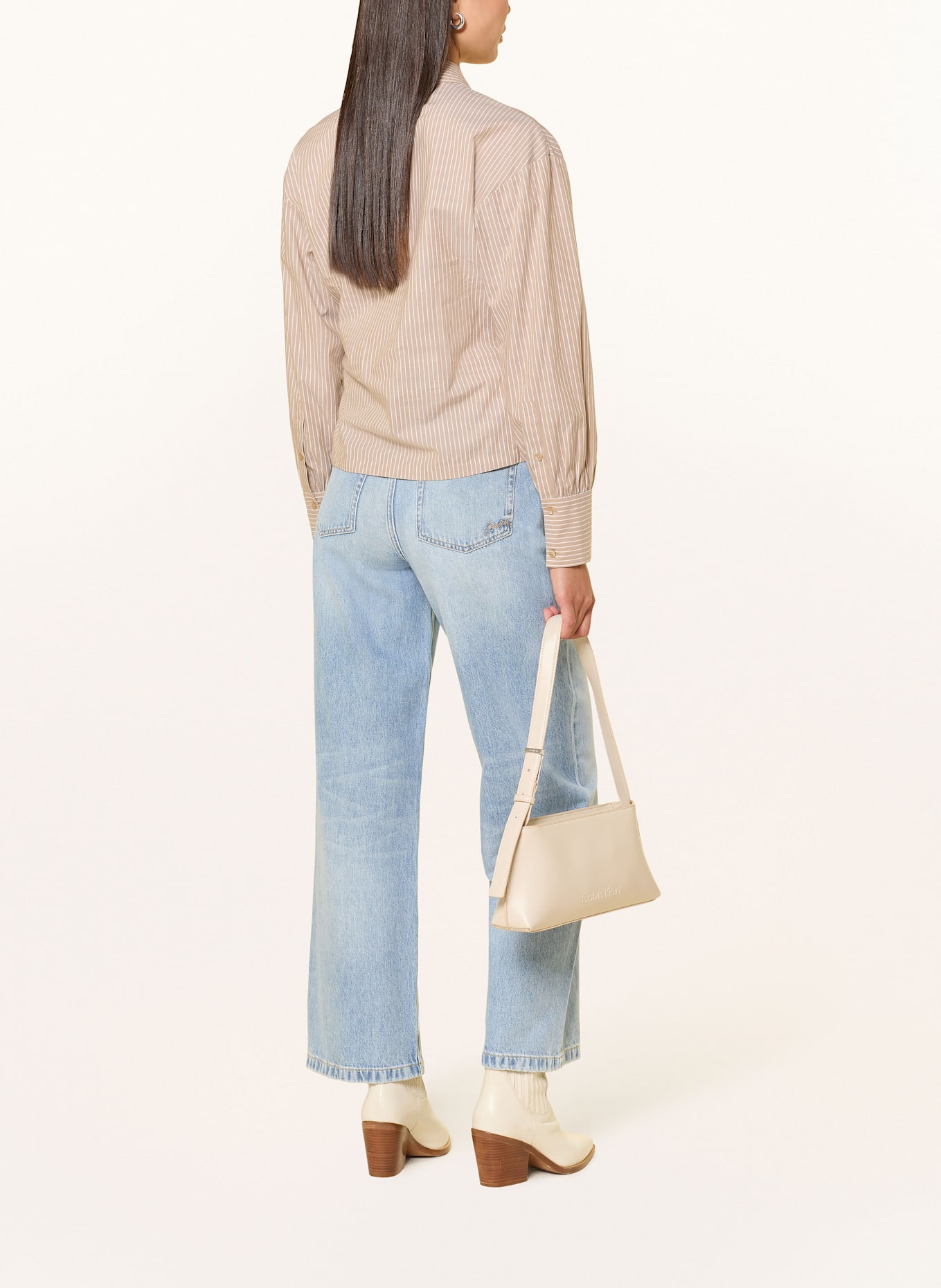 BOSS BRAPEN shirt blouse: LIGHT BROWN / WHITE