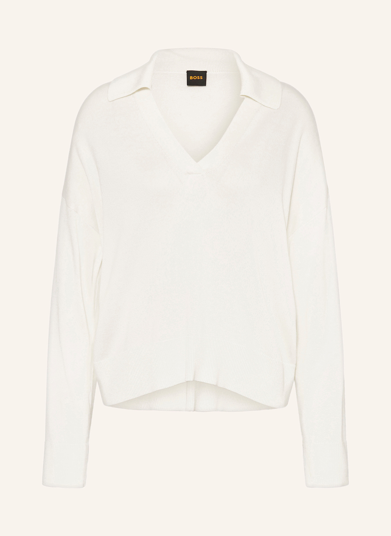 BOSS Strick-Poloshirt FIAFFISA: ECRU