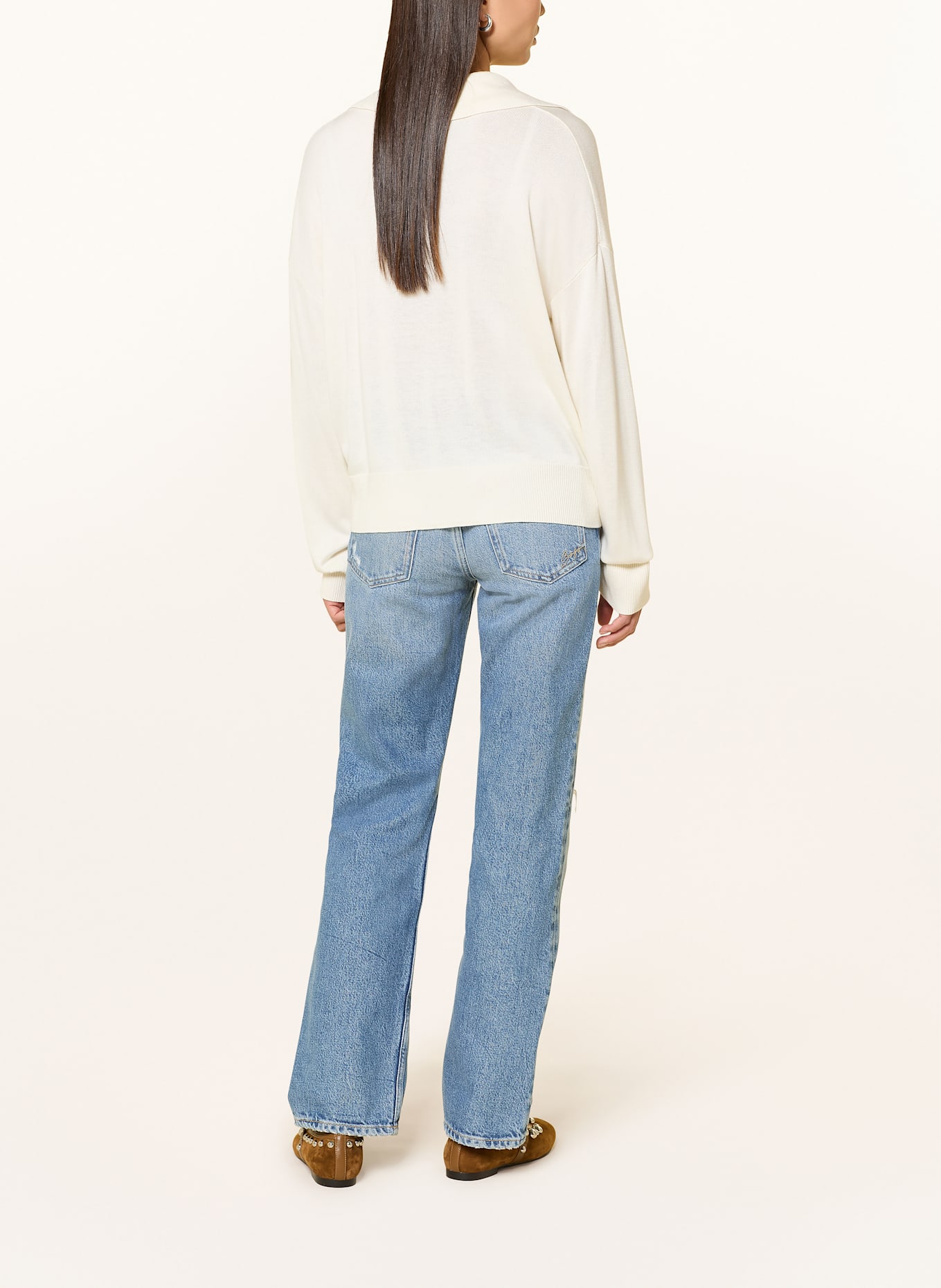 BOSS Strick-Poloshirt FIAFFISA: ECRU