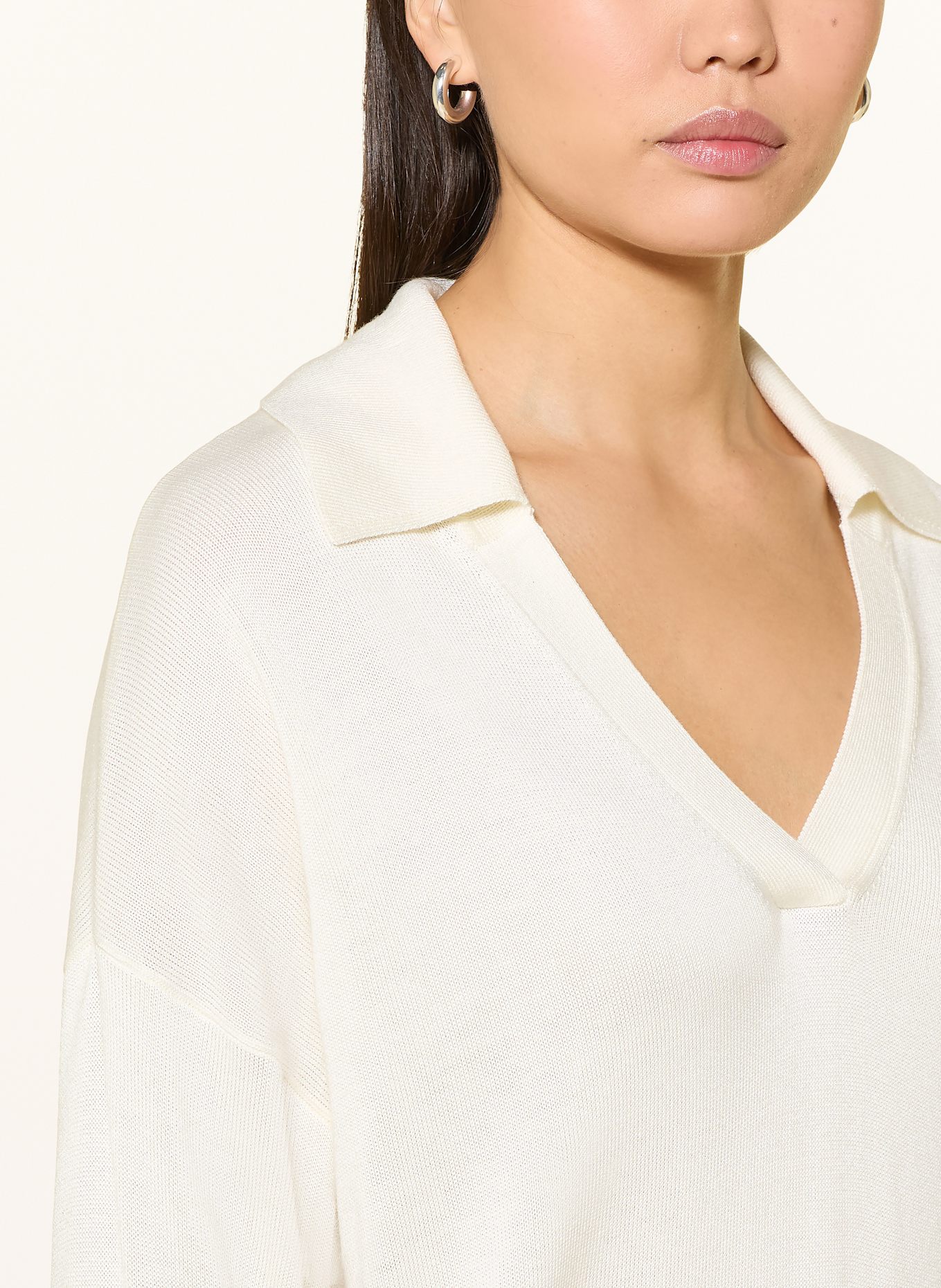 BOSS Strick-Poloshirt FIAFFISA: ECRU