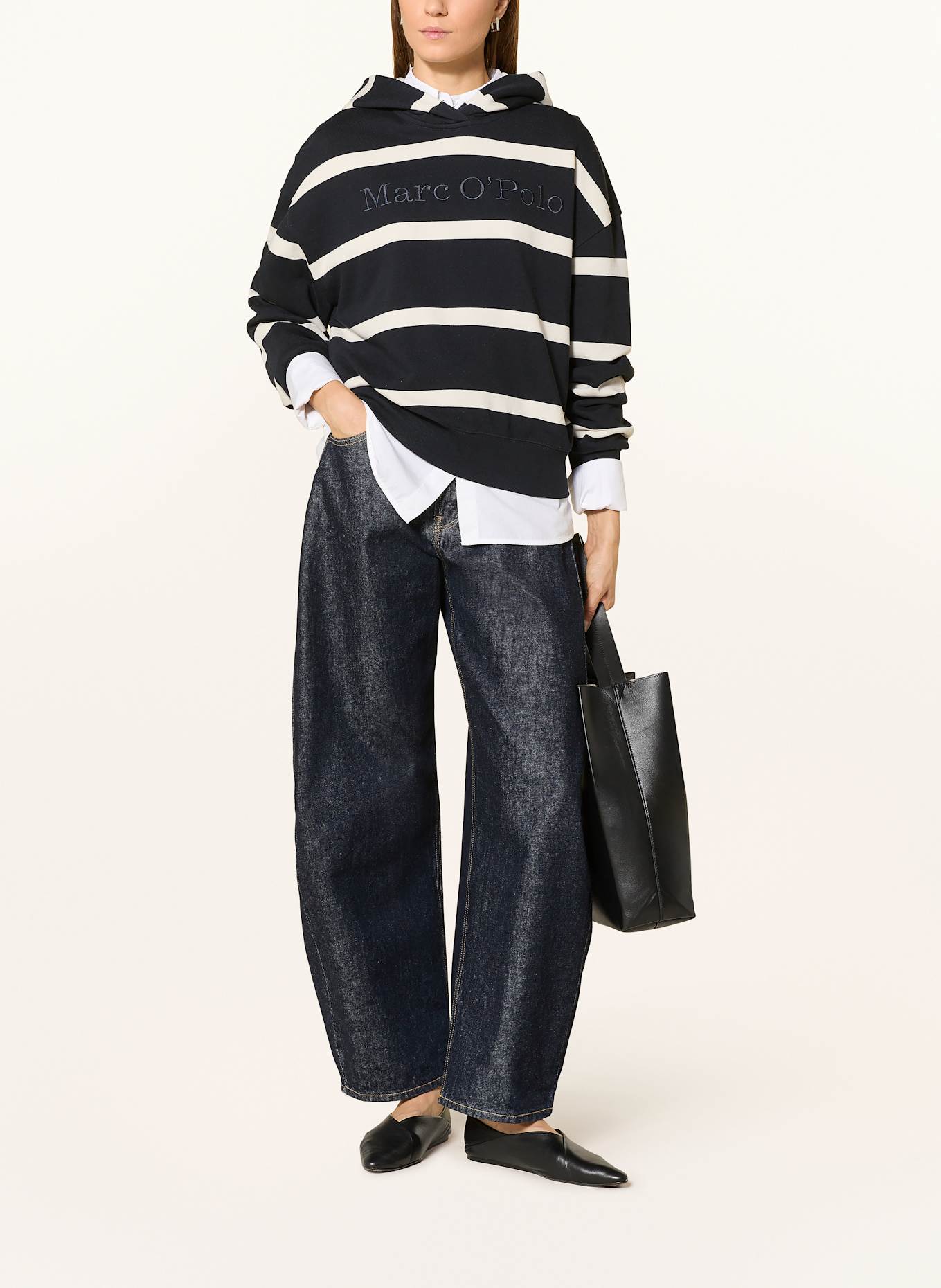 Marc O'Polo Hoodie: WEISS / DUNKELBLAU