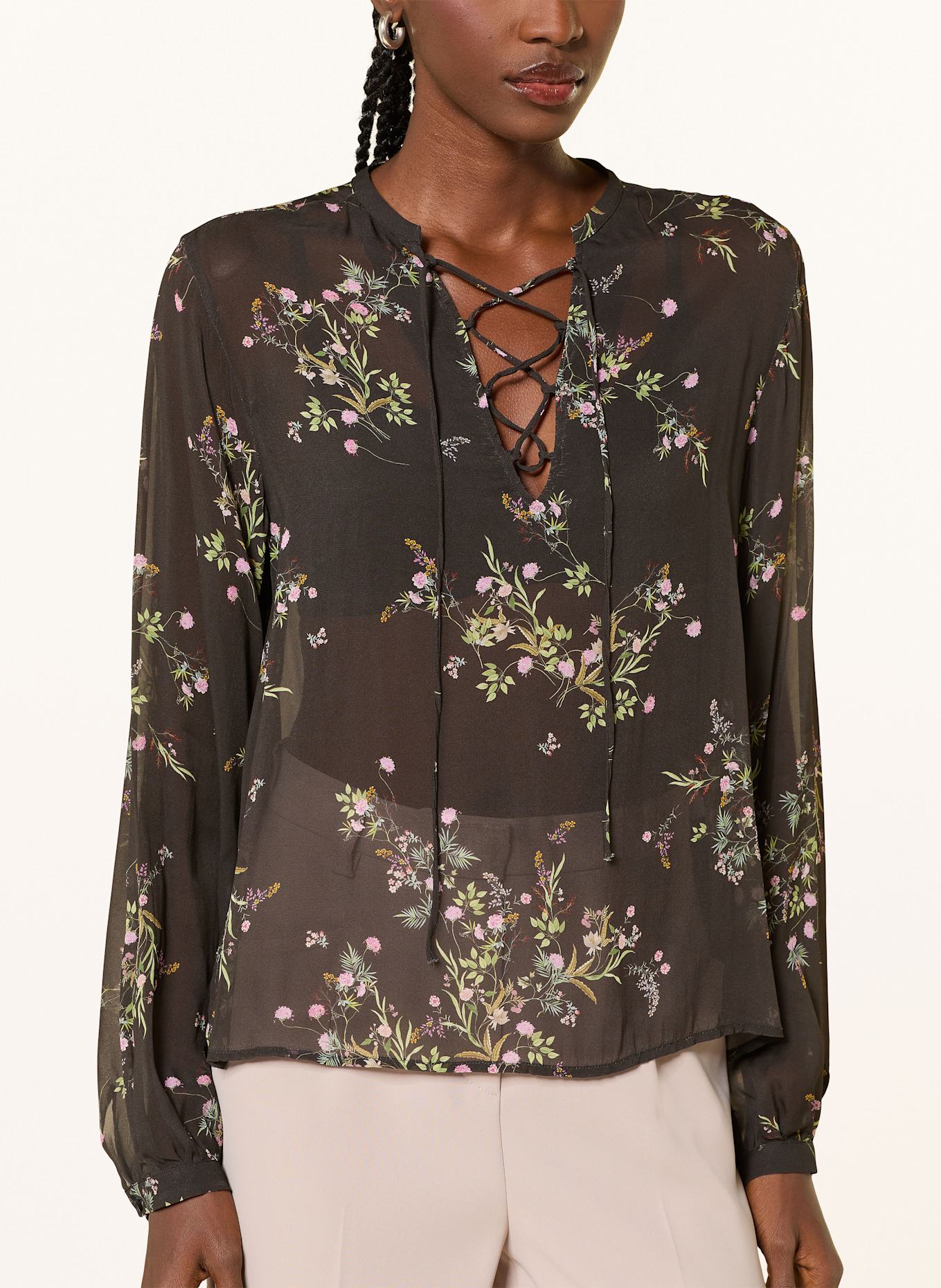 RIANI Blusenshirt: DUNKELBRAUN / GRÜN / ROSA