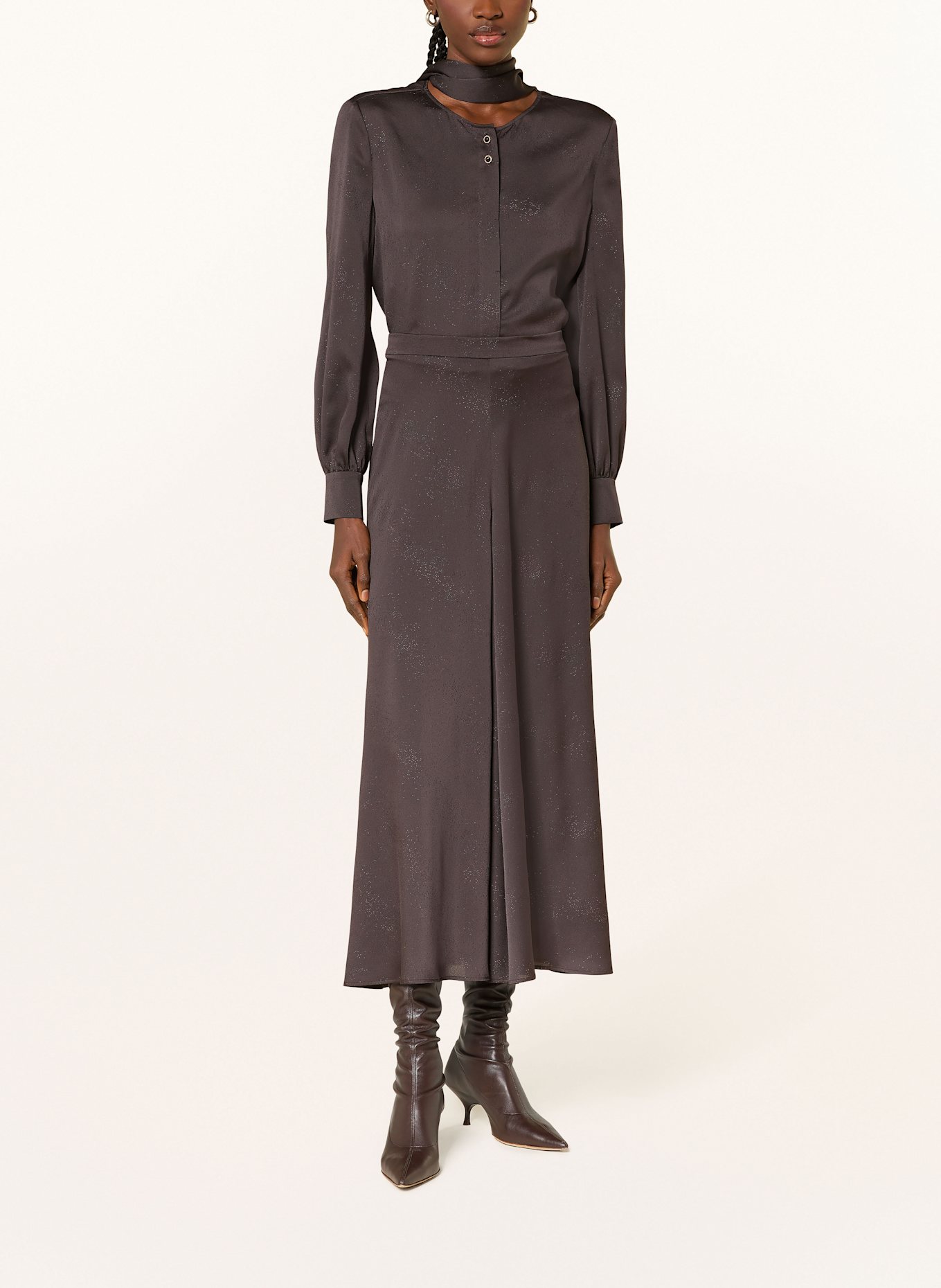 RIANI Sukně s ozdobnými perličkami: TMAVĚ HNĚDÁ