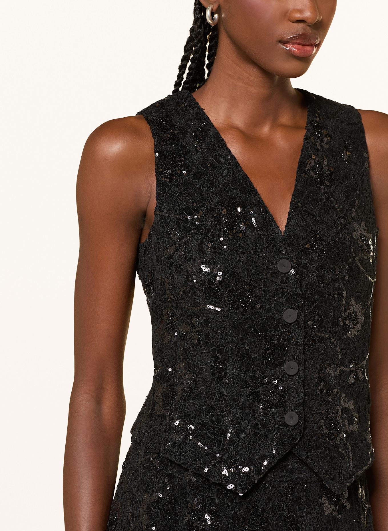 RIANI Blazerweste aus Spitze mit Pailletten: SCHWARZ