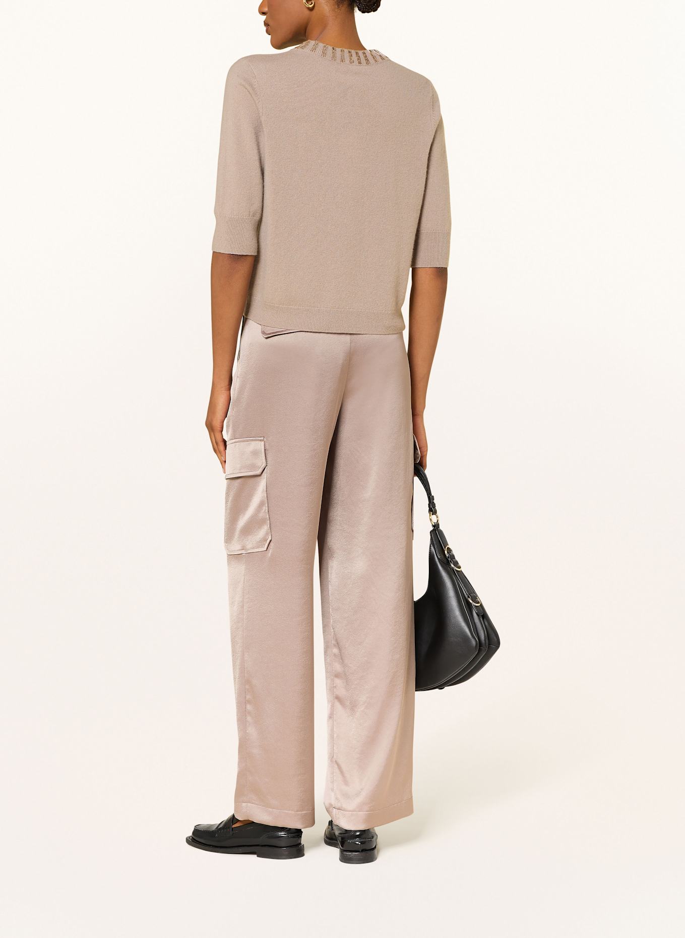 RIANI Úpletové tričko s kašmírem a ozdobnými kamínky: ČERNOŠEDÁ