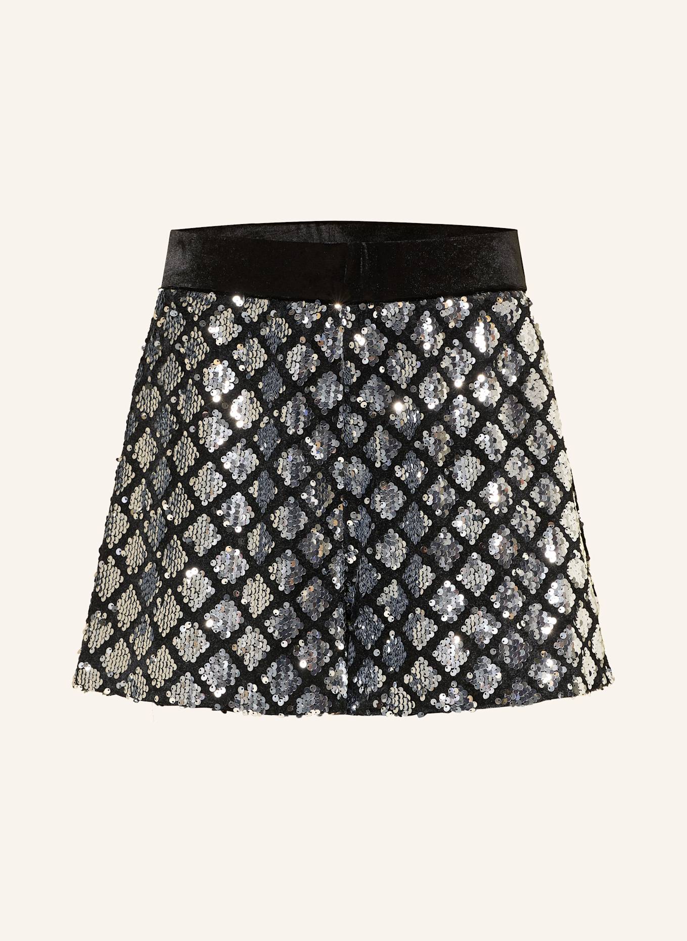 RIANI Nickishorts mit Pailletten: SCHWARZ / SILBER