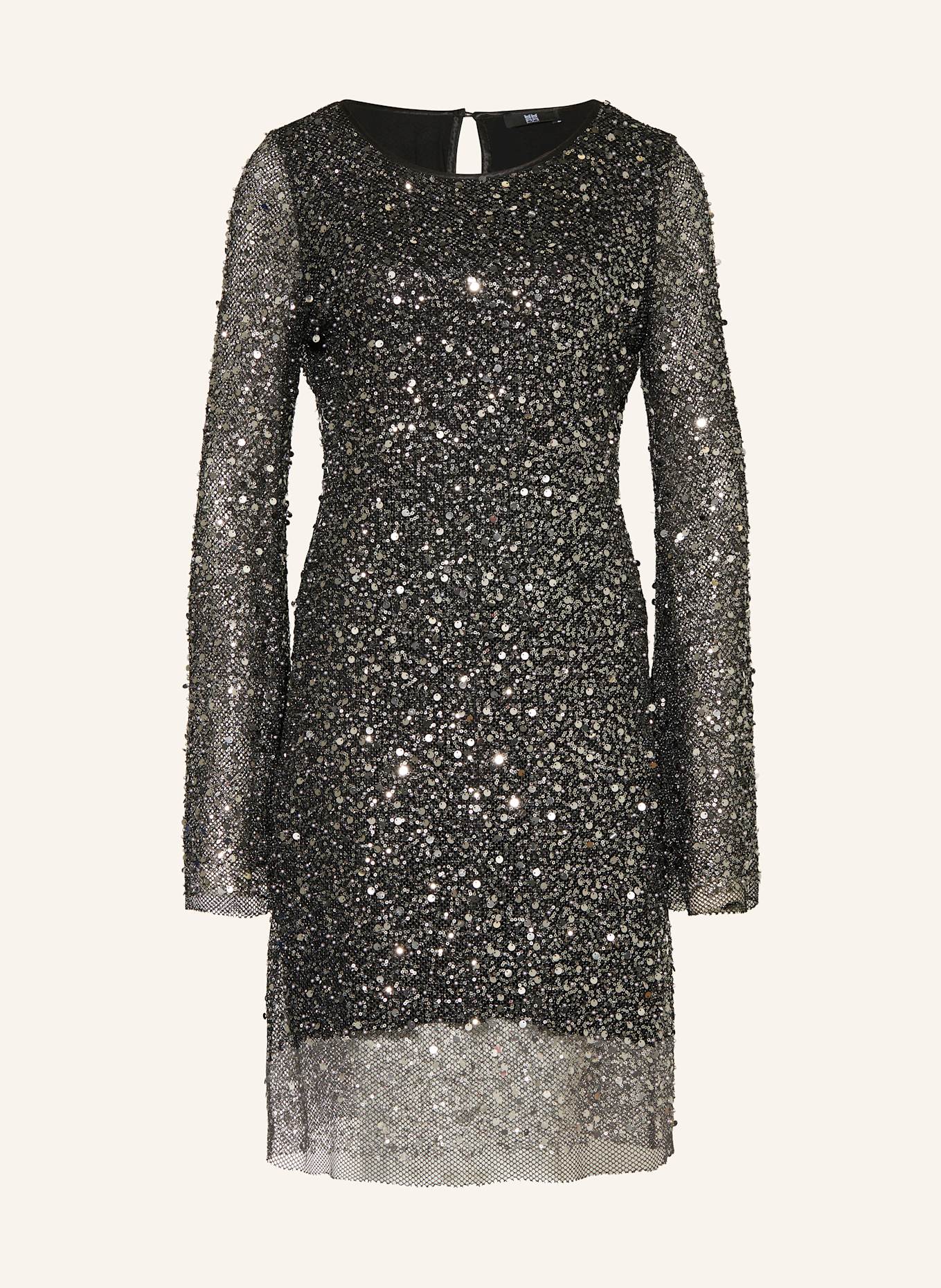 RIANI Meshkleid mit Pailletten: SCHWARZ / SILBER