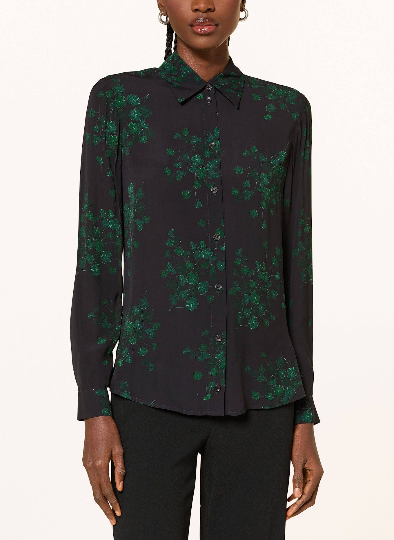 RIANI Hemdbluse: SCHWARZ / DUNKELGRÜN