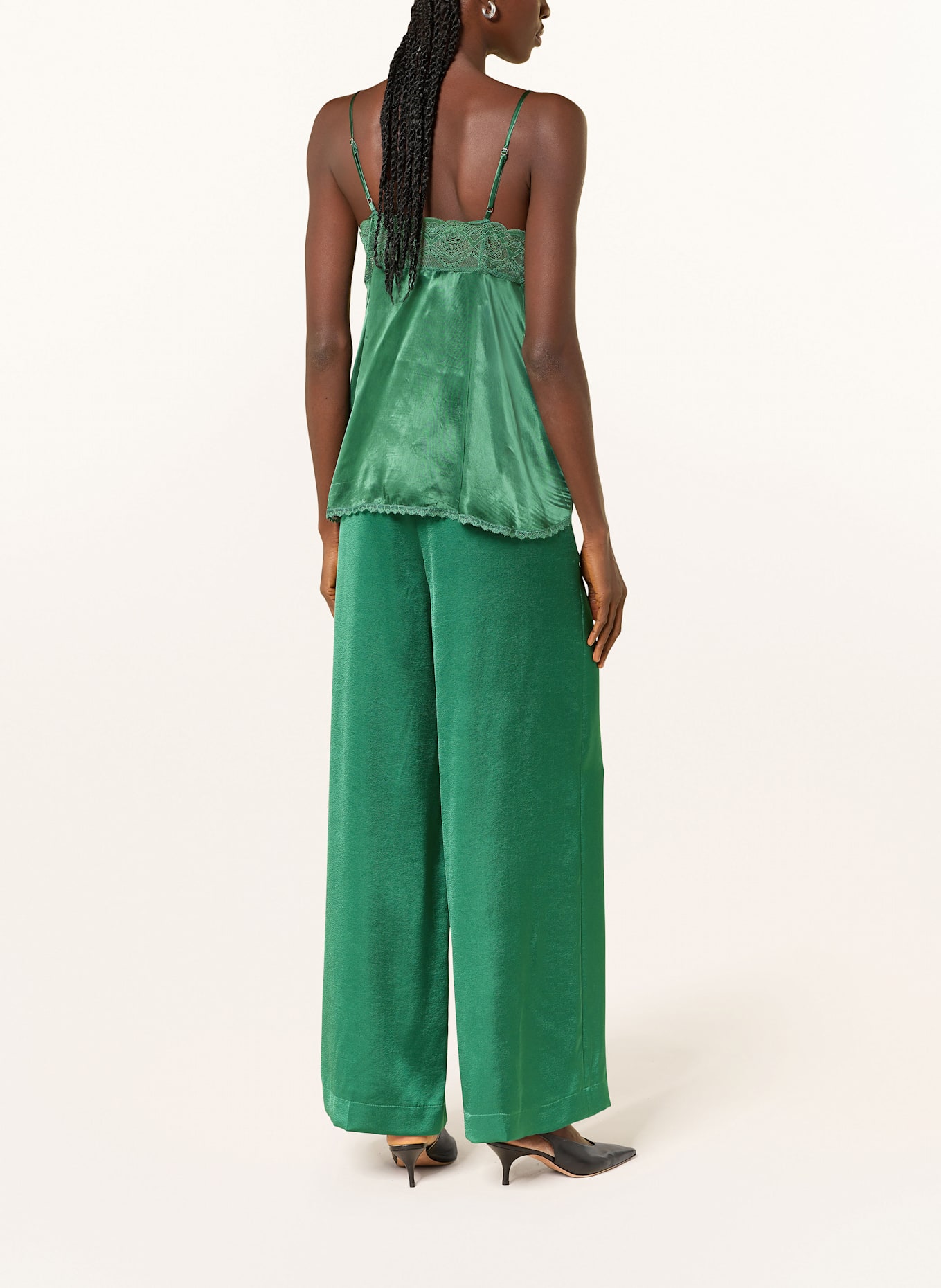 RIANI Satintop mit Spitze: GRÜN