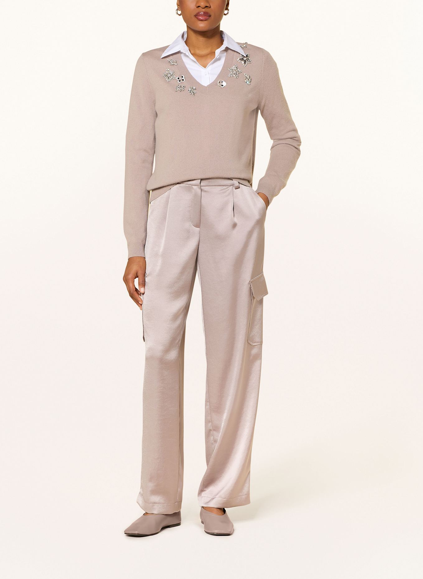 RIANI Satin cargo pants: 628 affogato