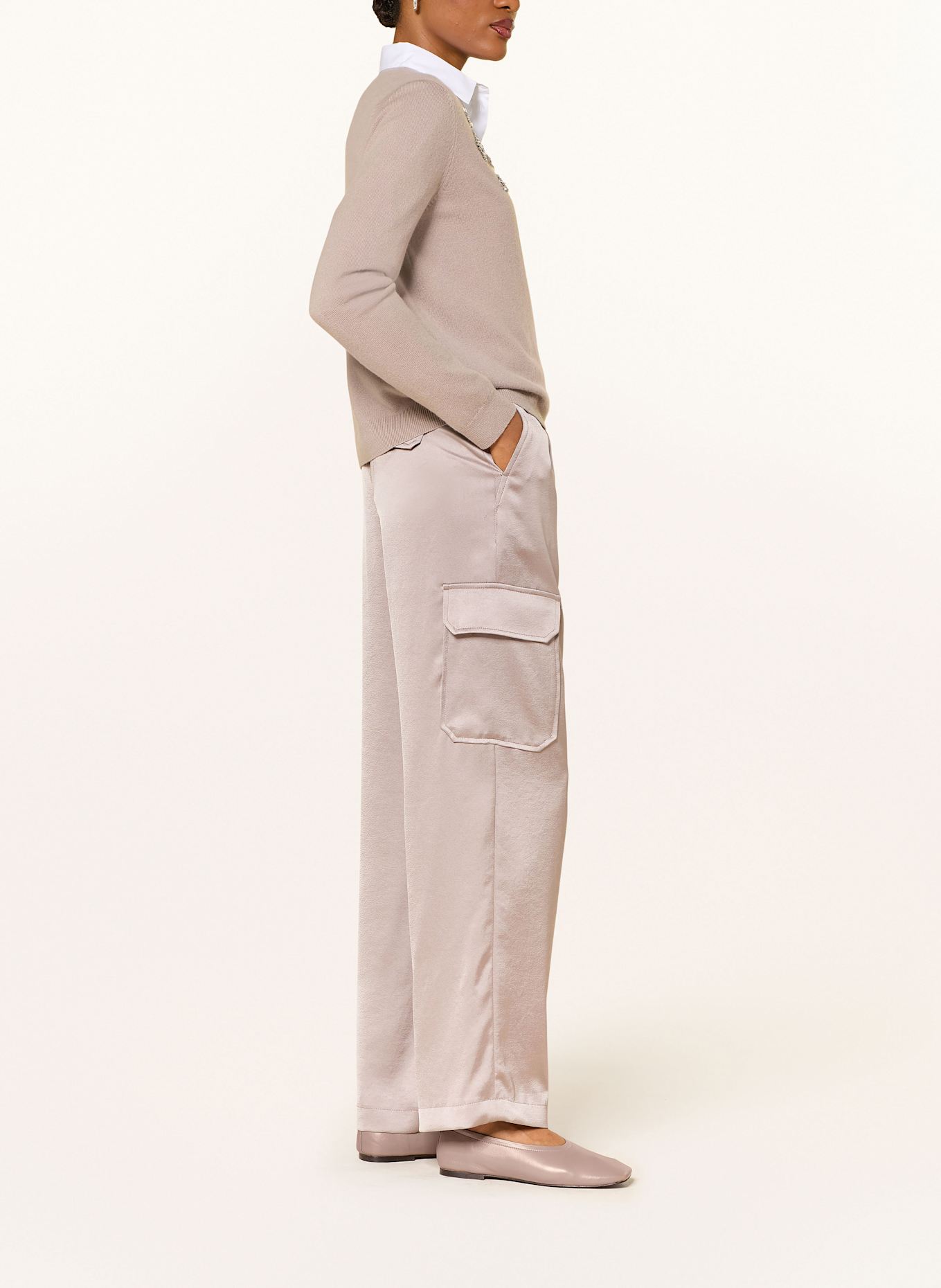 RIANI Satin cargo pants: 628 affogato