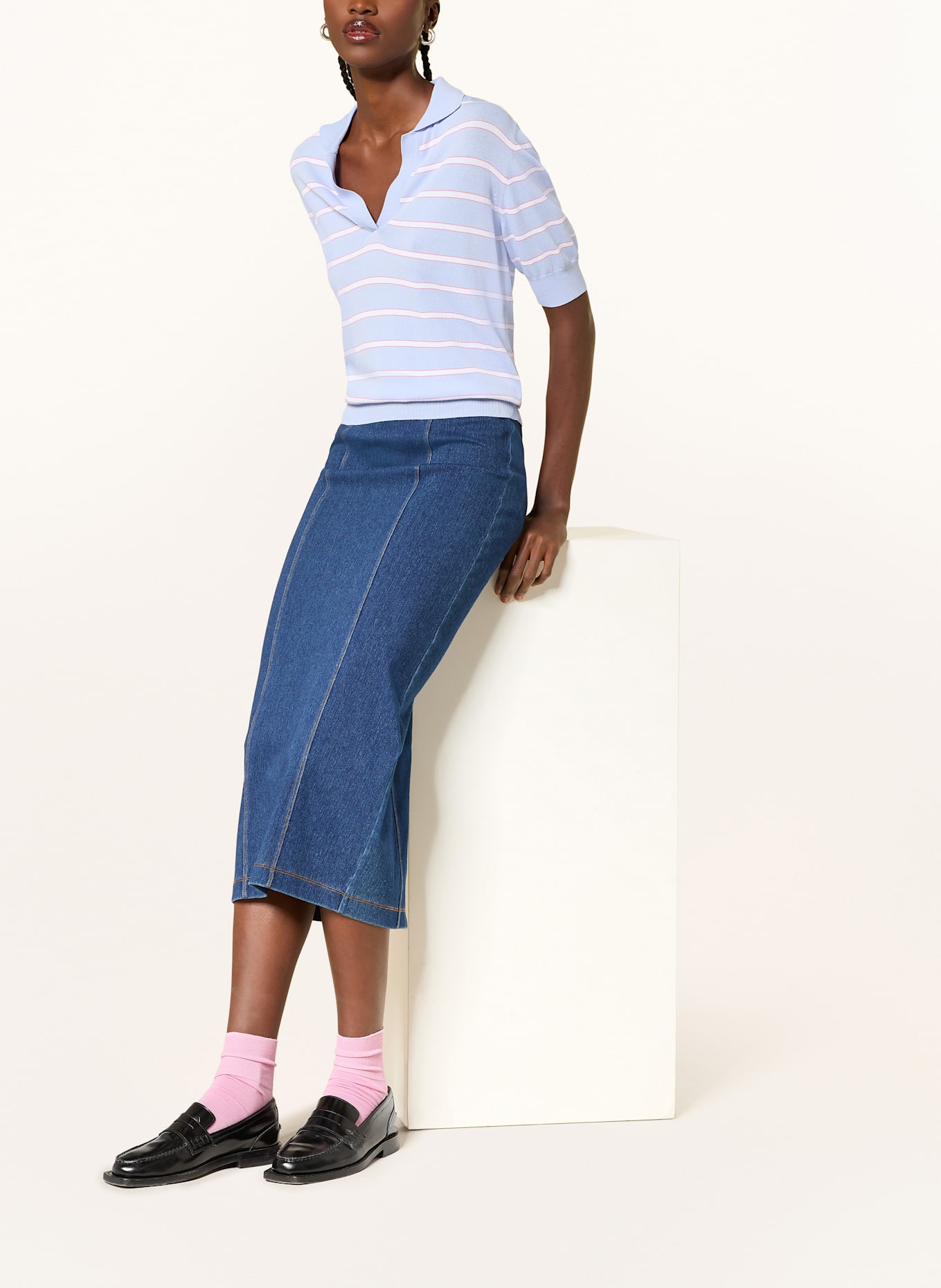 RIANI Džínová sukně: TMAVĚ MODRÁ