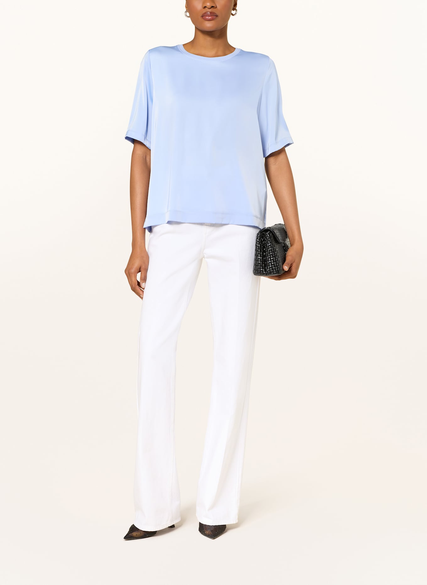 RIANI Blusenshirt im Materialmix: HELLBLAU