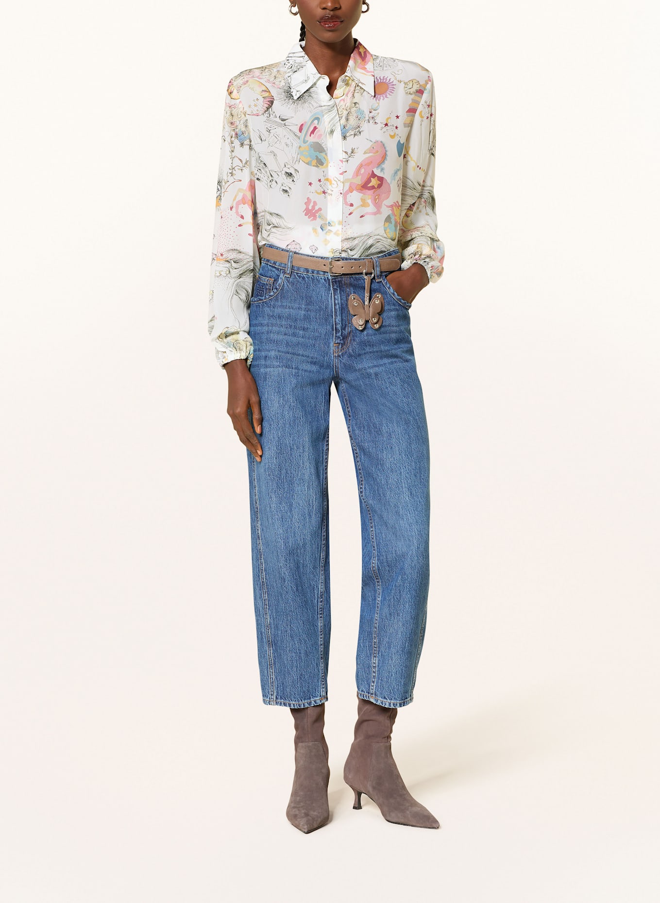 RIANI Hemdbluse: WEISS / ROSA / GRÜN