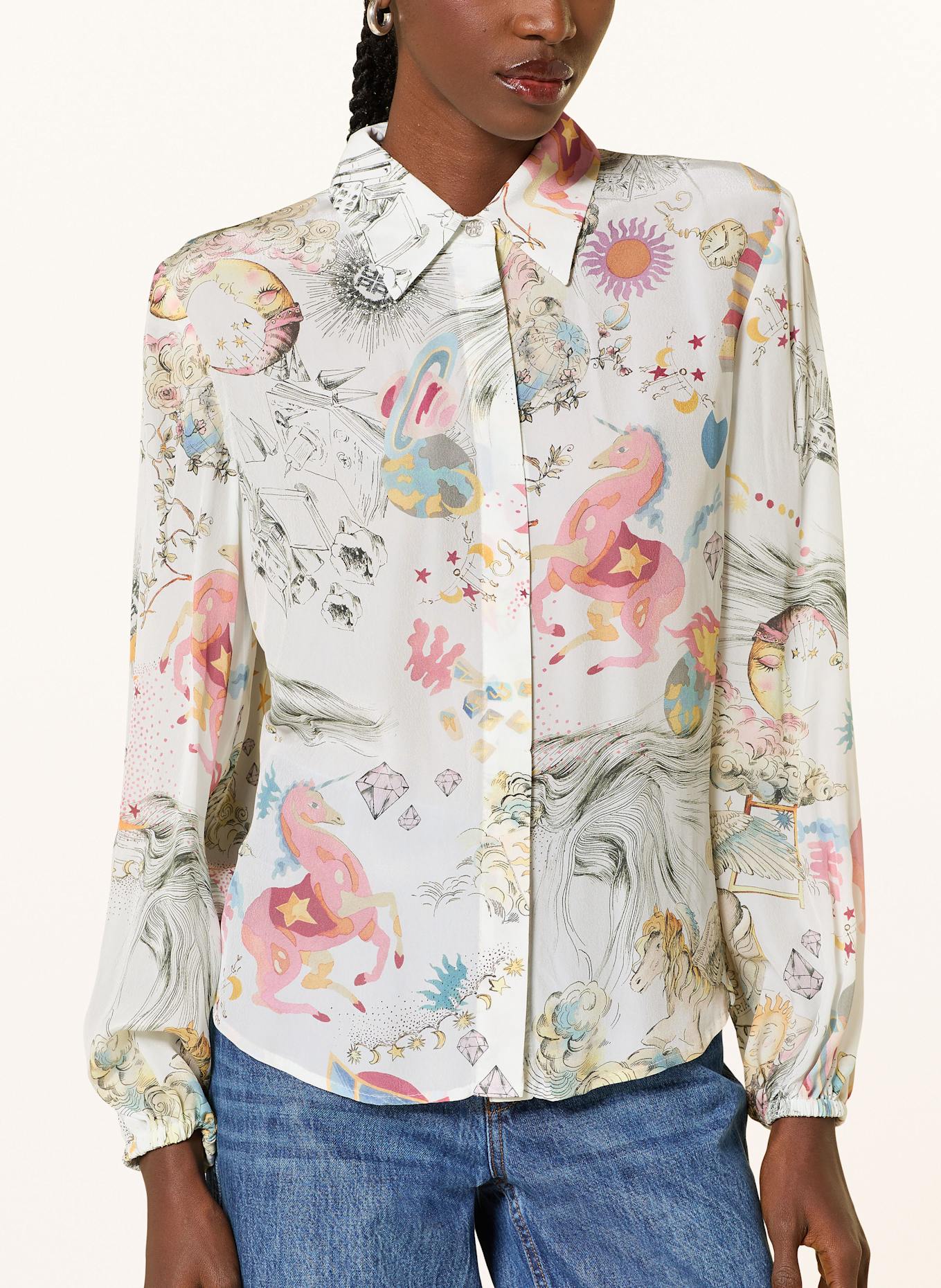 RIANI Hemdbluse: WEISS / ROSA / GRÜN